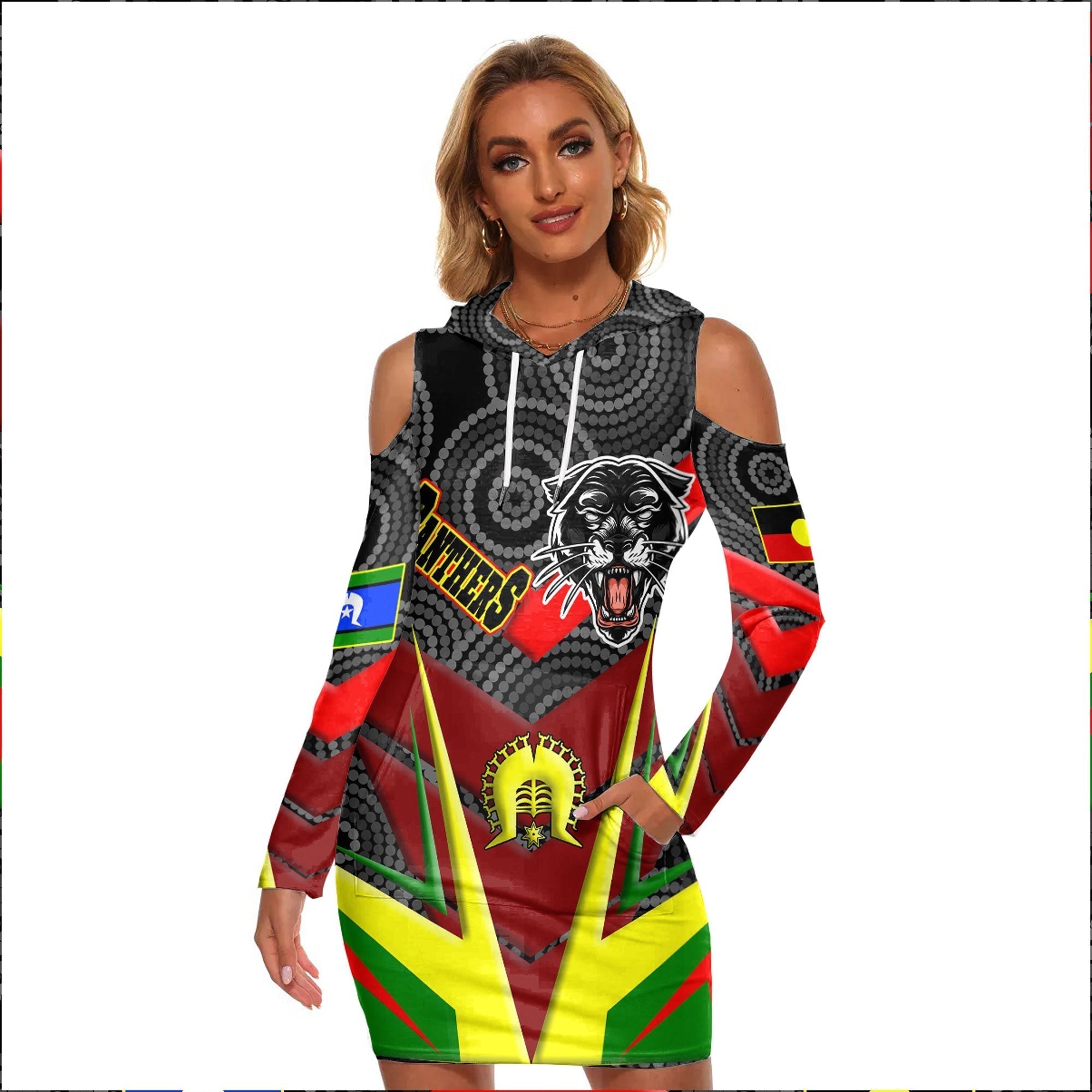 vibe-hoodie-clothing-penrith-panthers-naidoc-2022-sporty-style-womens-tight-dress