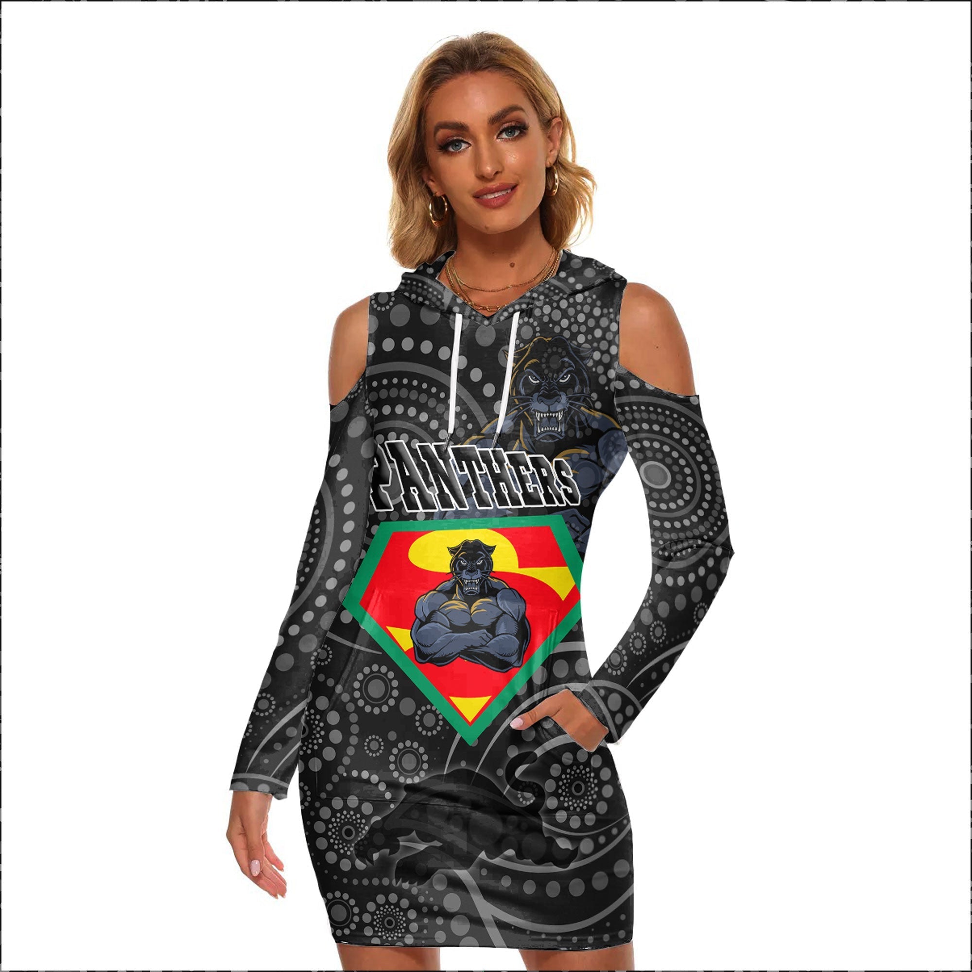 vibe-hoodie-clothing-penrith-panthers-superman-rugby-womens-tight-dress