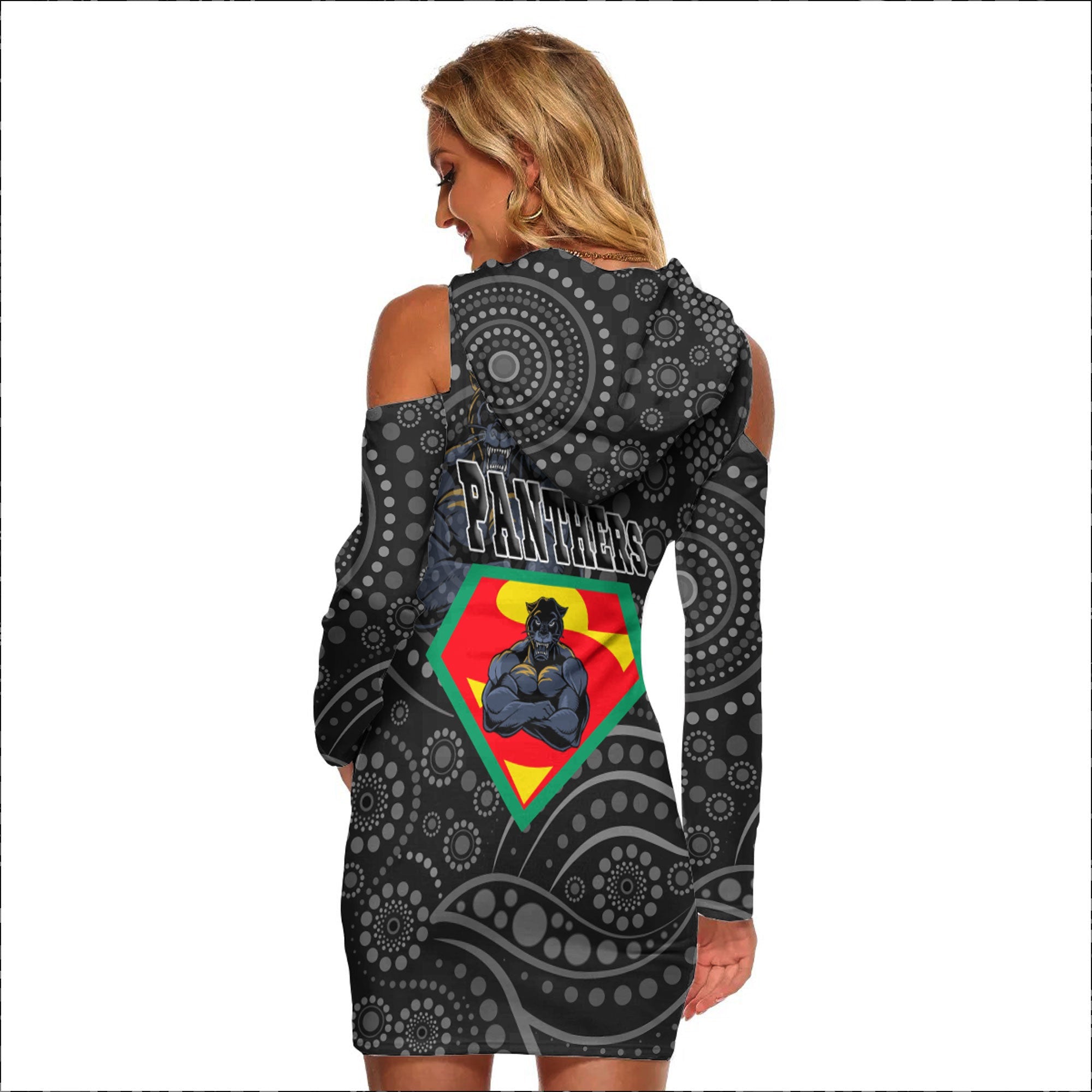 vibe-hoodie-clothing-penrith-panthers-superman-rugby-womens-tight-dress