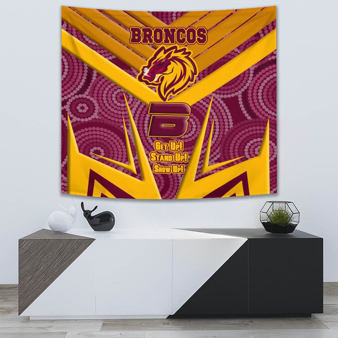 Vibe Hoodie Tapestry - Brisbane Broncos Naidoc 2022 Sporty Style Tapestry - Vibe Hoodie Shop