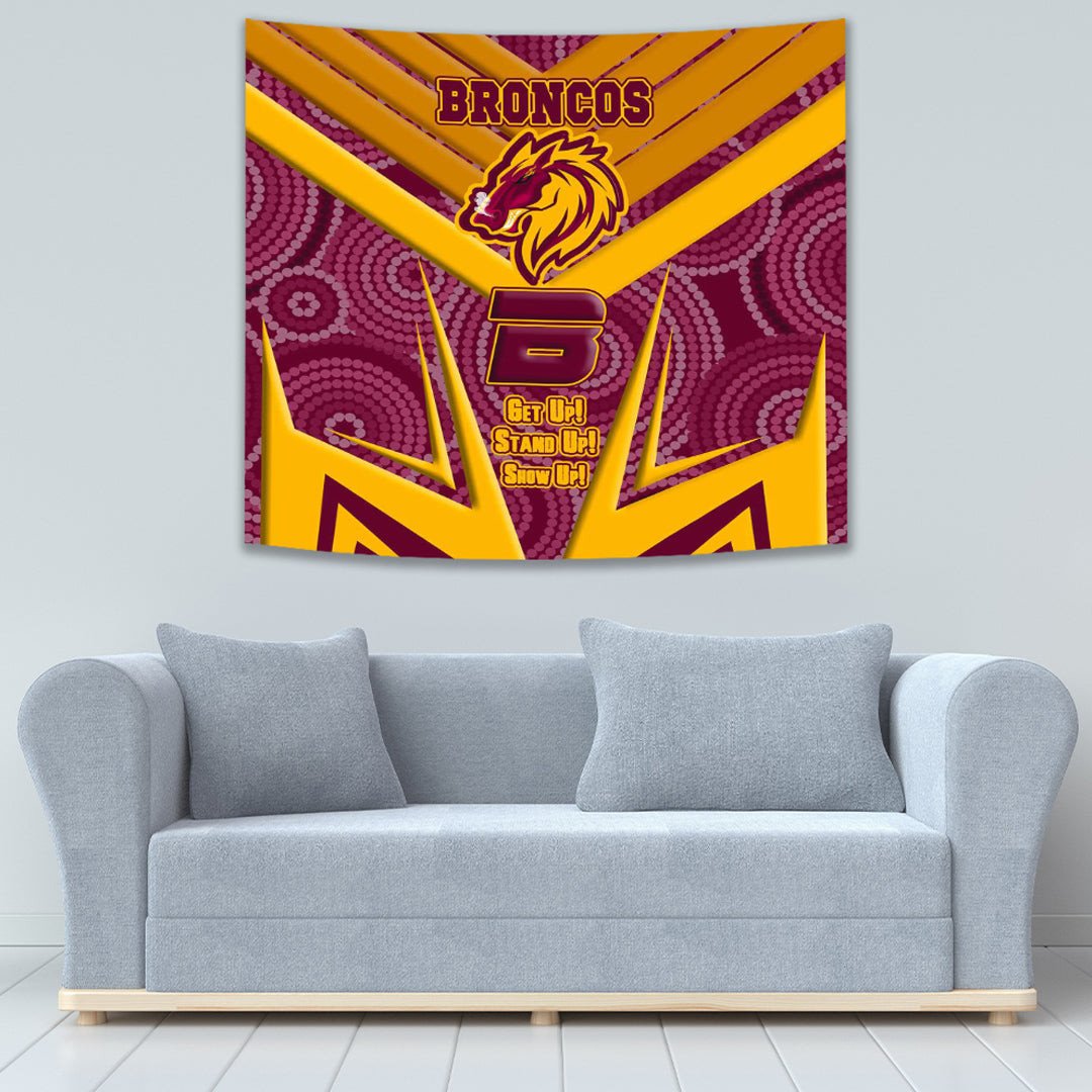 Vibe Hoodie Tapestry - Brisbane Broncos Naidoc 2022 Sporty Style Tapestry - Vibe Hoodie Shop