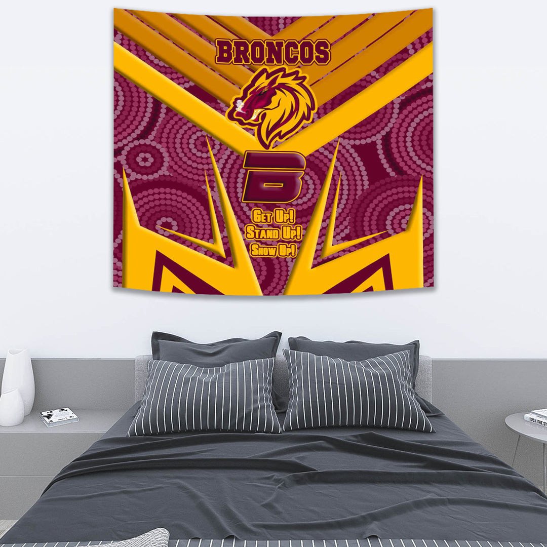 Vibe Hoodie Tapestry - Brisbane Broncos Naidoc 2022 Sporty Style Tapestry - Vibe Hoodie Shop