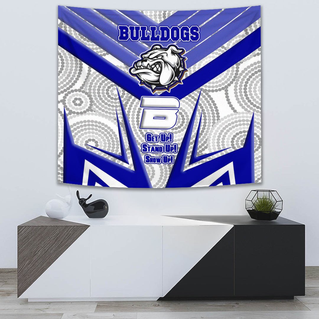 Vibe Hoodie Tapestry - Canterbury-Bankstown Bulldogs Naidoc 2022 Sporty Style Tapestry - Vibe Hoodie Shop