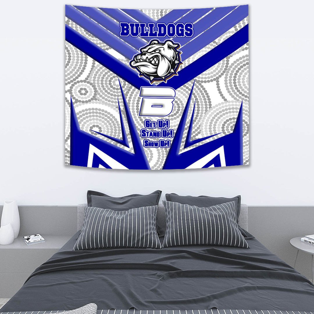 Vibe Hoodie Tapestry - Canterbury-Bankstown Bulldogs Naidoc 2022 Sporty Style Tapestry - Vibe Hoodie Shop