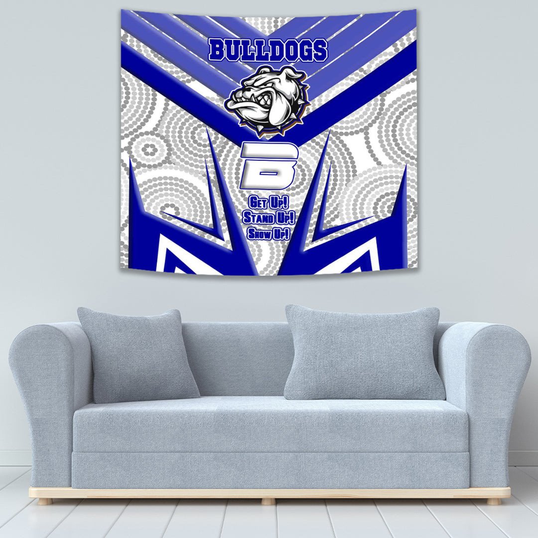 Vibe Hoodie Tapestry - Canterbury-Bankstown Bulldogs Naidoc 2022 Sporty Style Tapestry - Vibe Hoodie Shop