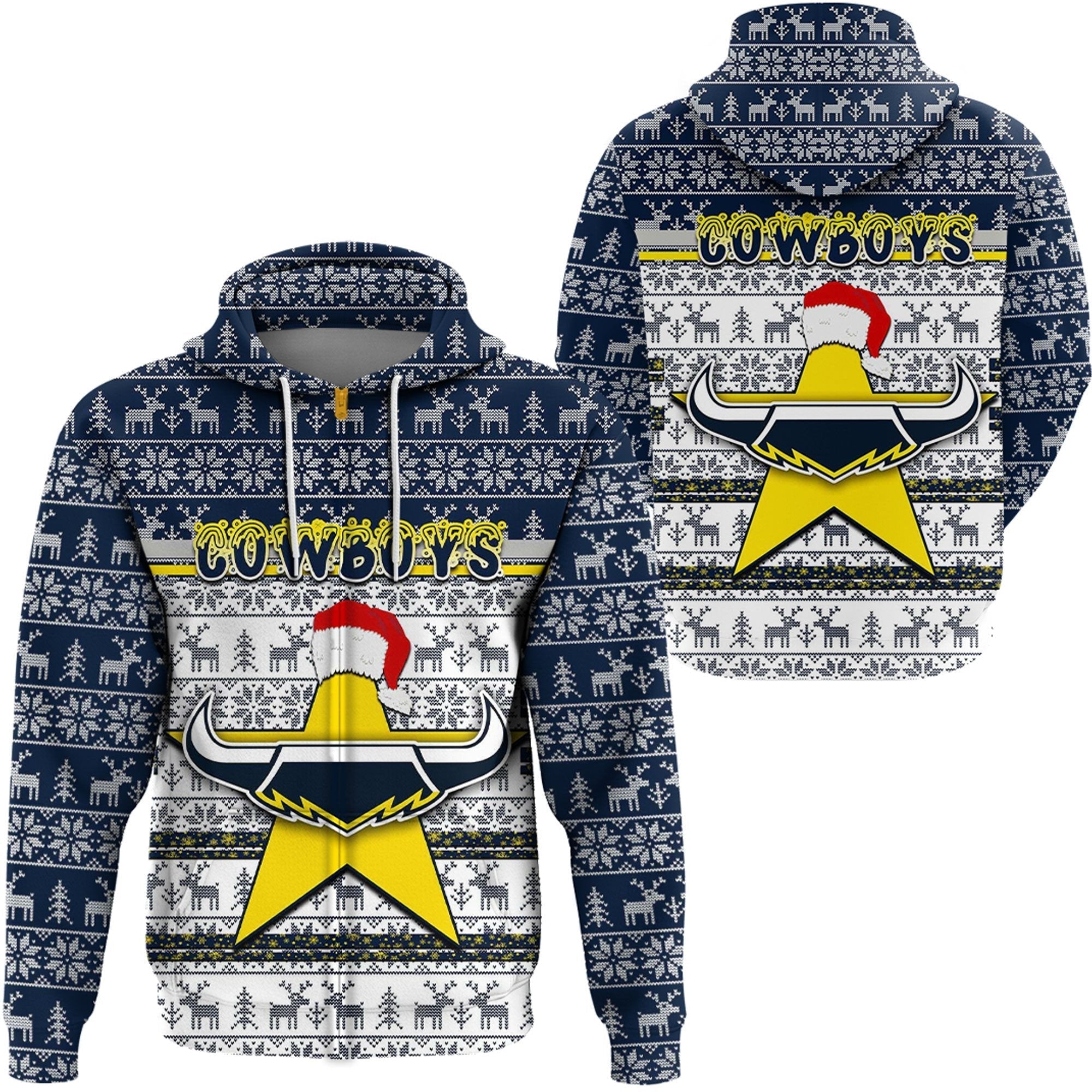 (Custom) Vibe Hoodie Clothing - North Queensland Cowboys Aboriginal Tattoo Zip Hoodie - Vibe Hoodie Shop