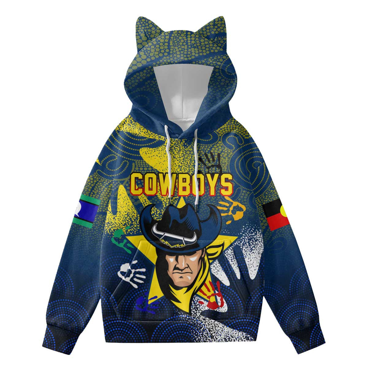 Vibe Hoodie Clothing - North Queensland Cowboys Naidoc 2022 Hoodie With Decorative Ears - Vibe Hoodie Shop