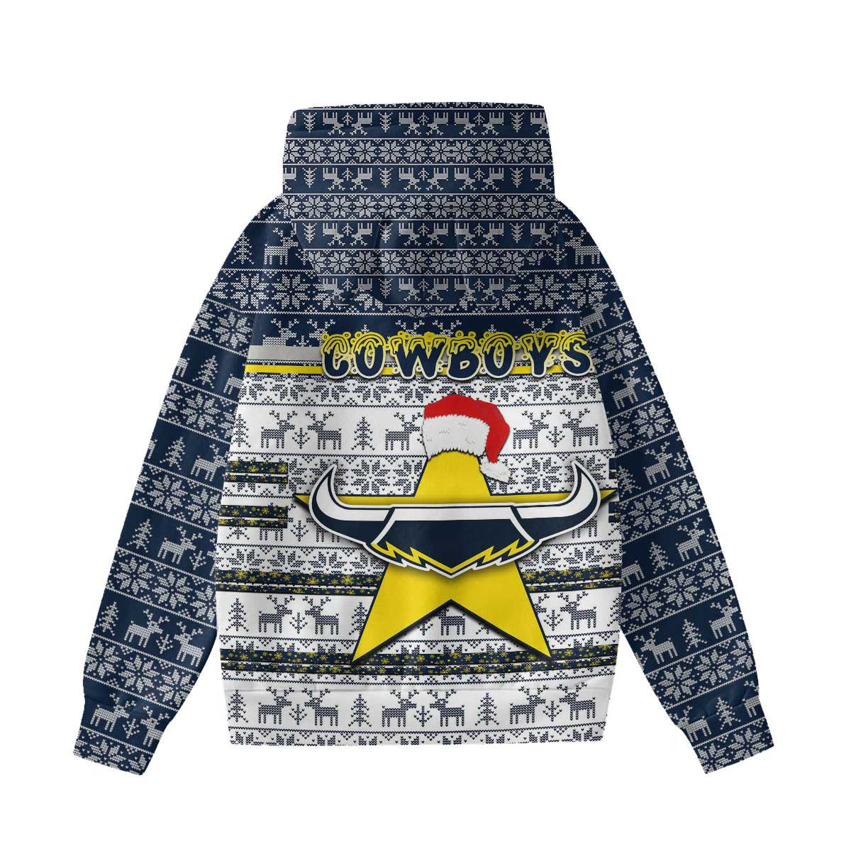 Vibe Hoodie Clothing - North Queensland Cowboys Christmas Hoodie With Decorative Ears - Vibe Hoodie Shop