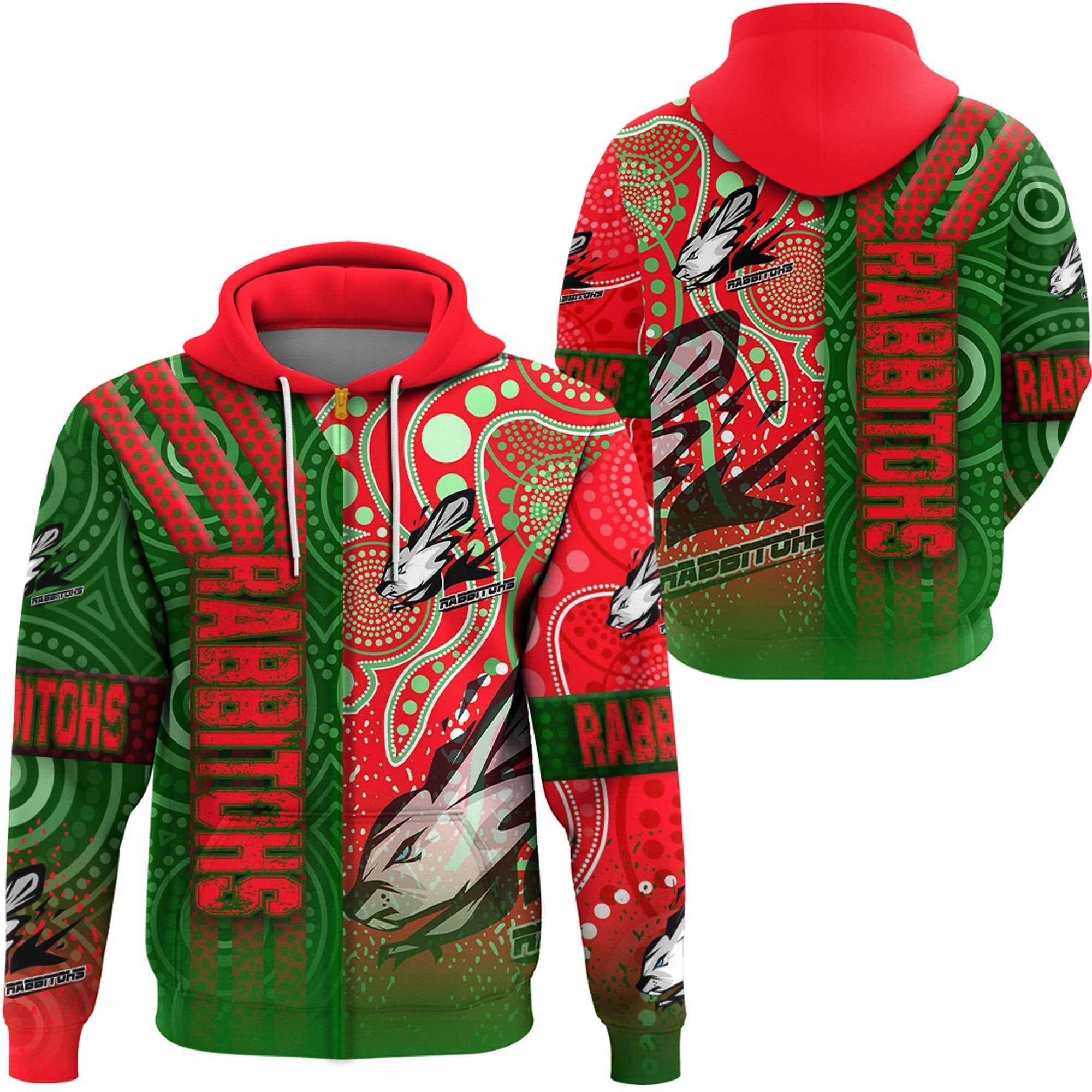 Vibe Hoodie Clothing - South Sydney Rabbitohs Sporty Style Zip Hoodie - Vibe Hoodie Shop