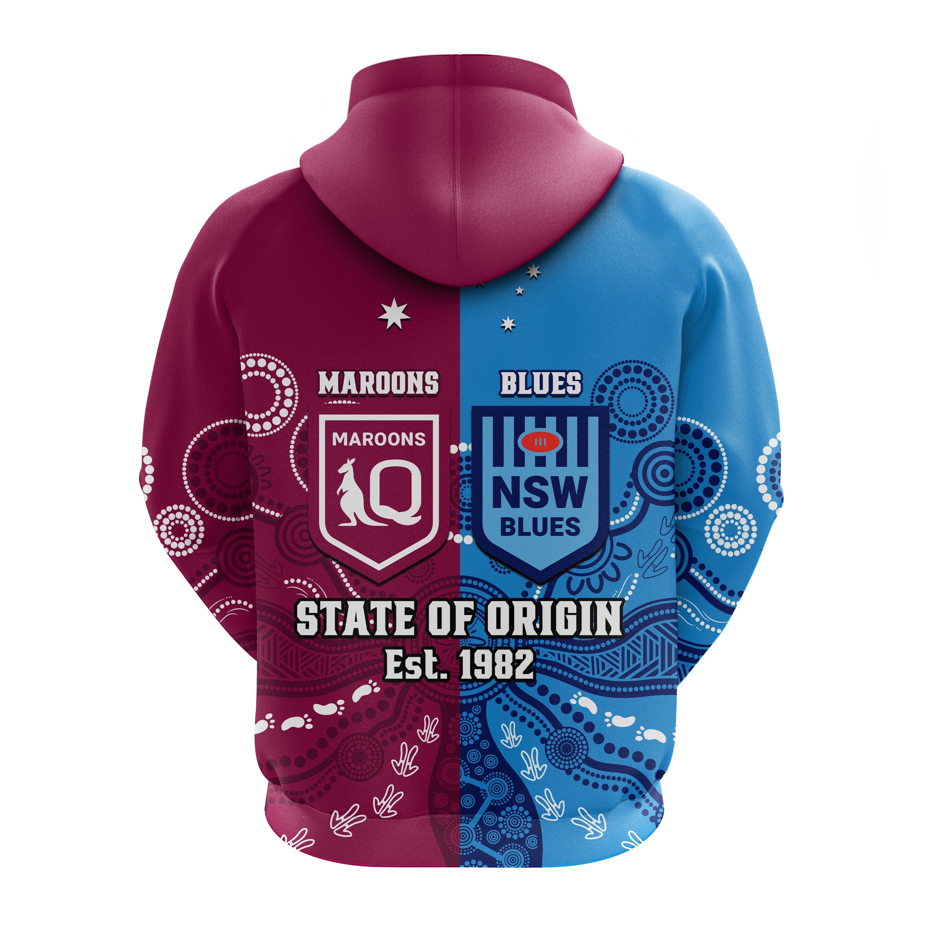QLD Maroons And NSW Blues Rugby Hoodie State of Origin Indigenous - Vibe Hoodie Shop