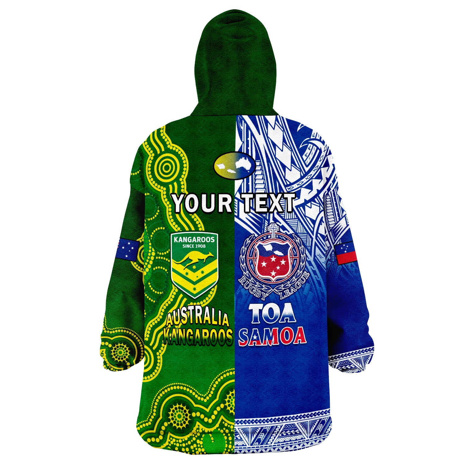 (Custom Personalised) Samoa Rugby and Australia Rugby Wearable Blanket Hoodie Toa Samoa Mix Kangaroos Pacific - Vibe Hoodie Shop
