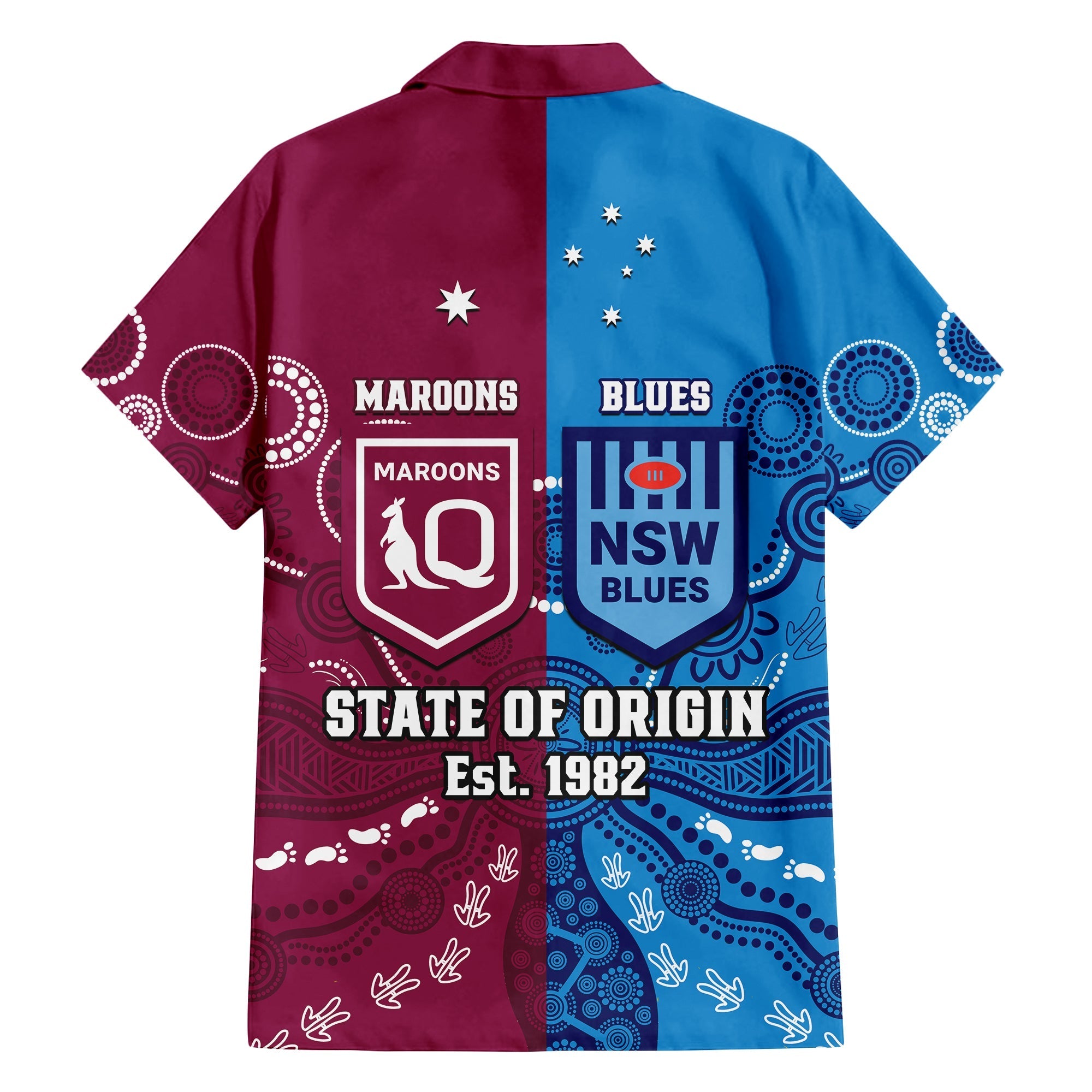 QLD Maroons And NSW Blues Rugby Hawaiian Shirt State of Origin Indigenous - Vibe Hoodie Shop