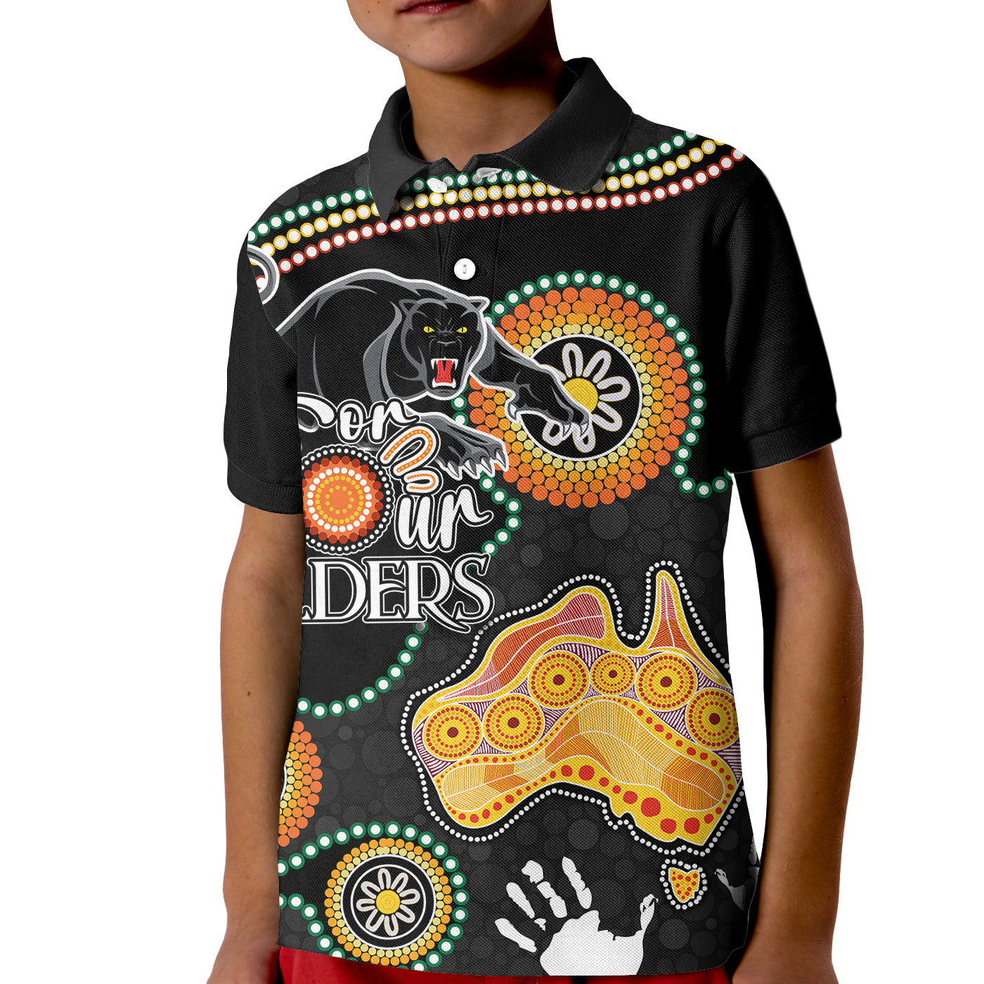 Personalised NAIDOC Week 2023 NRL Panther For Our Elders Kid Polo Shirt - Vibe Hoodie Shop