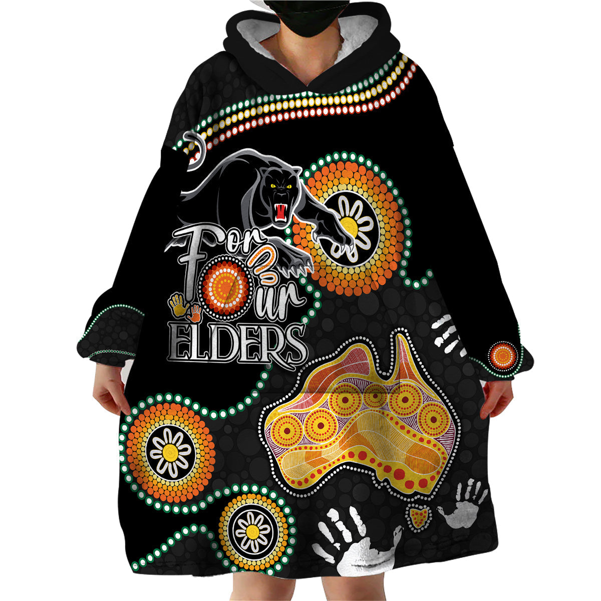 Personalised NAIDOC Week 2023 NRL Panther For Our Elders Wearable Blanket Hoodie - Vibe Hoodie Shop