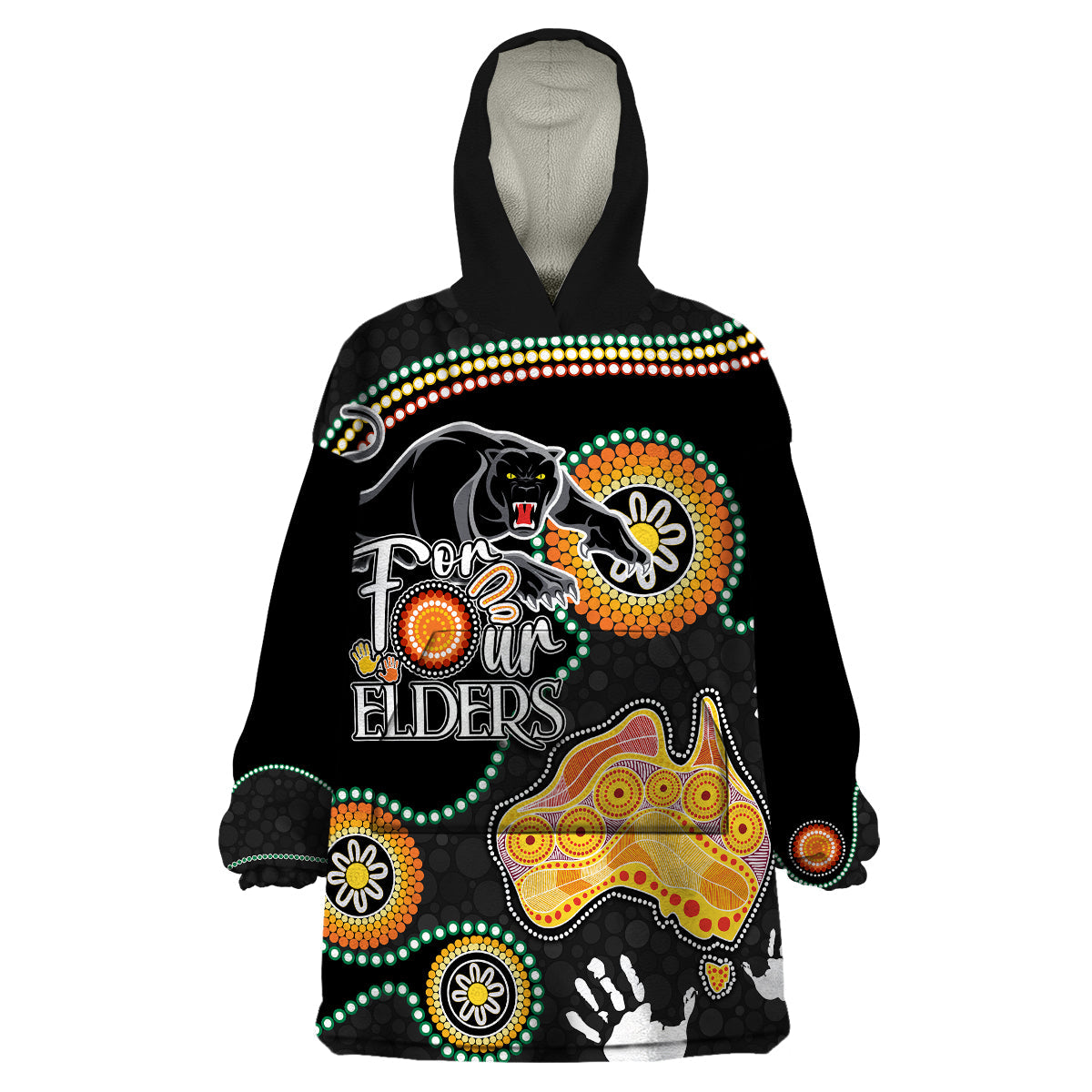 Personalised NAIDOC Week 2023 NRL Panther For Our Elders Wearable Blanket Hoodie - Vibe Hoodie Shop