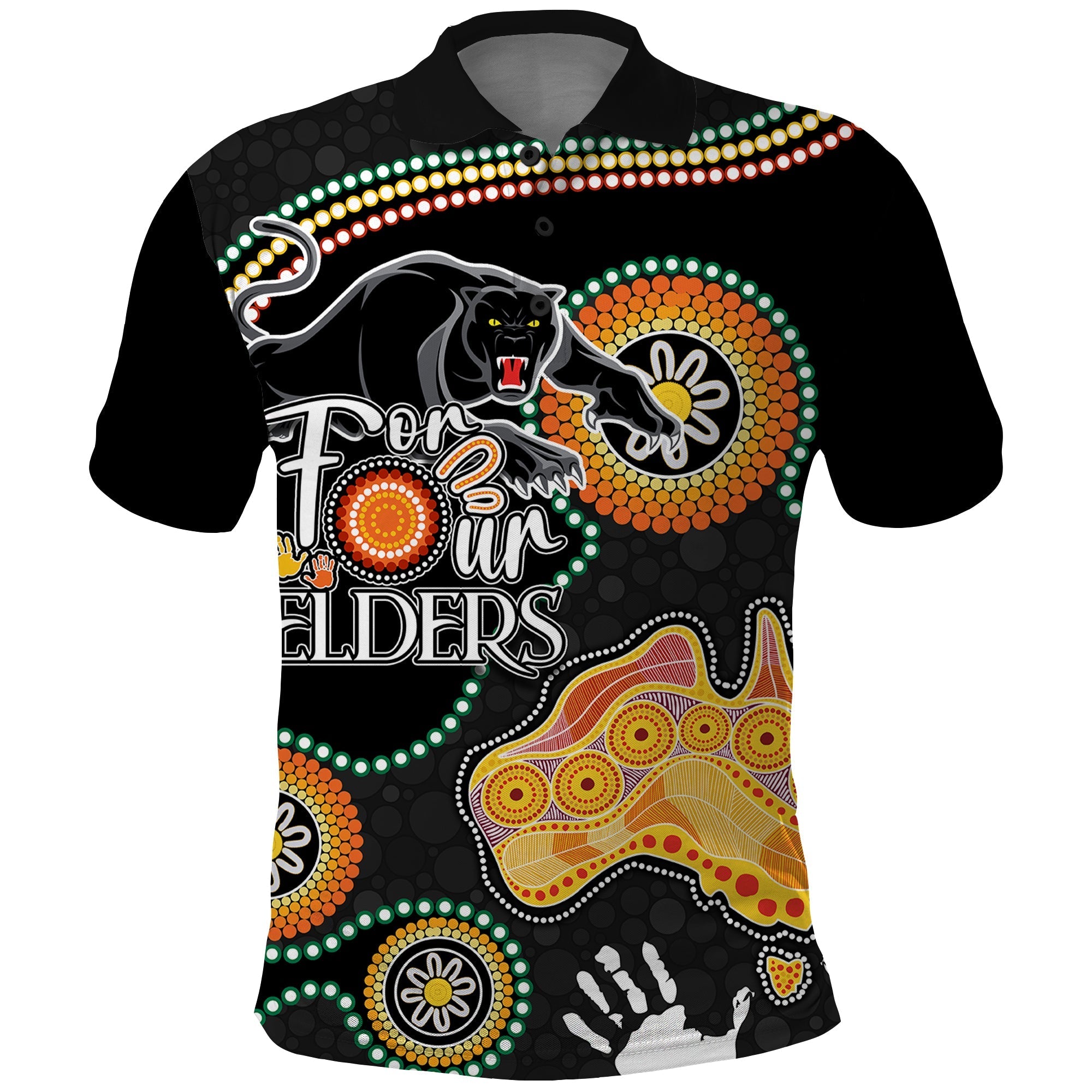 Personalised NAIDOC Week 2023 NRL Panther For Our Elders Polo Shirt - Vibe Hoodie Shop