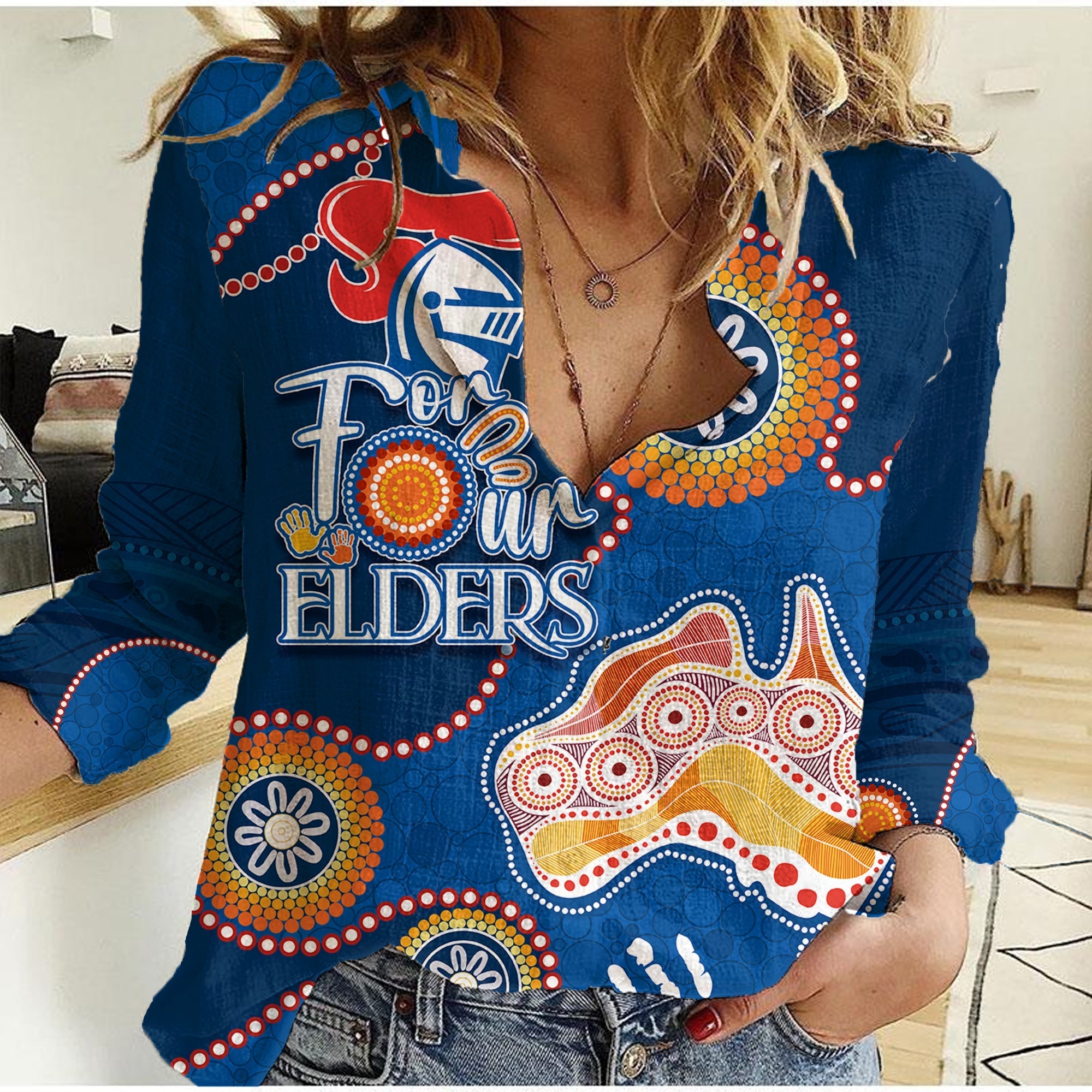 Personalised NAIDOC Week 2023 NRL Knights For Our Elders Women Casual Shirt - Vibe Hoodie Shop