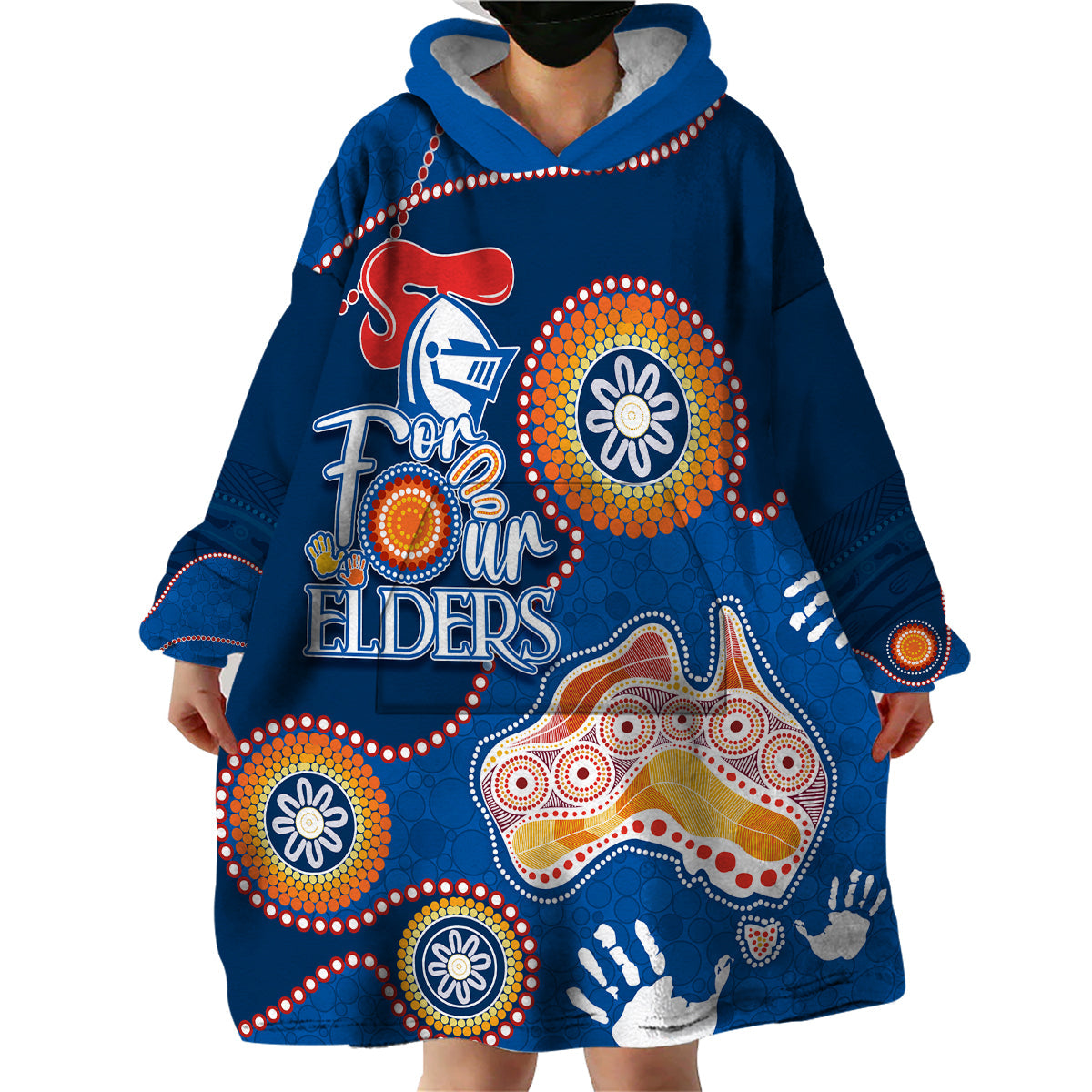 Personalised NAIDOC Week 2023 NRL Knights For Our Elders Wearable Blanket Hoodie - Vibe Hoodie Shop