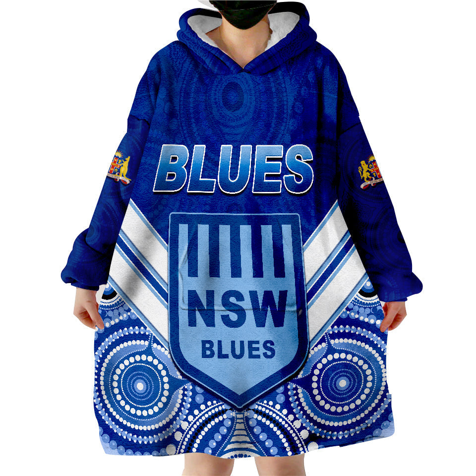 Blues NSW Rugby Aboriginal New South Wales Origin Wearable Blanket Hoodie - Vibe Hoodie Shop