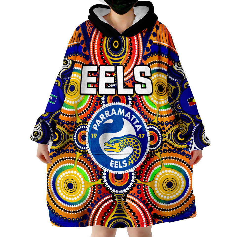 (Custom Personalised) Eels Indigenous Parramatta NAIDOC Special Wearable Blanket Hoodie - Vibe Hoodie Shop