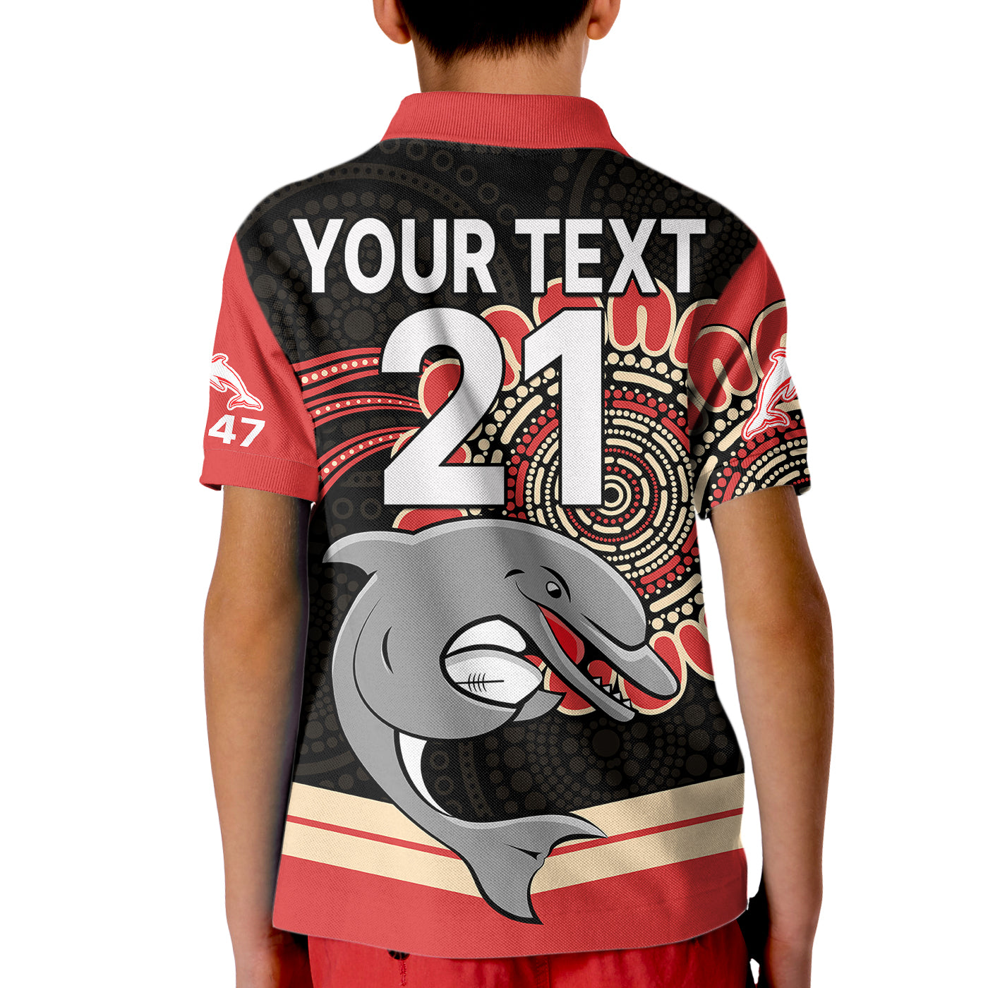 custom-personalised-nrl-redcliffe-dolphins-kid-polo-shirt