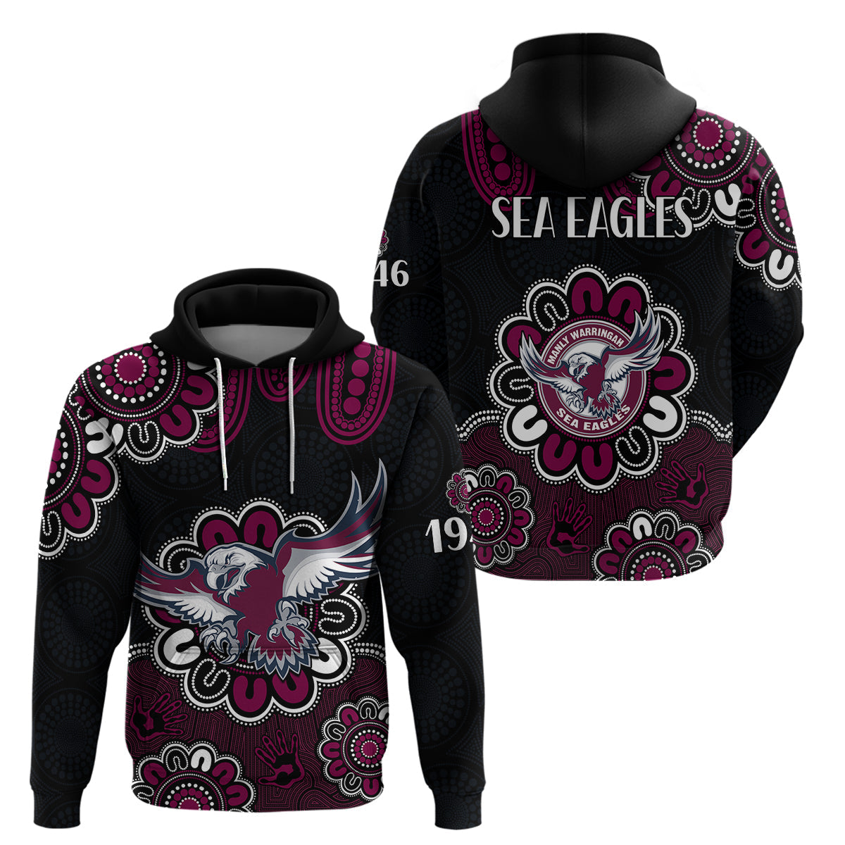 NRL Manly Warringah Sea Eagles Rugby 1946 Aboriginal Hoodie LT9 - Vibe Hoodie Shop