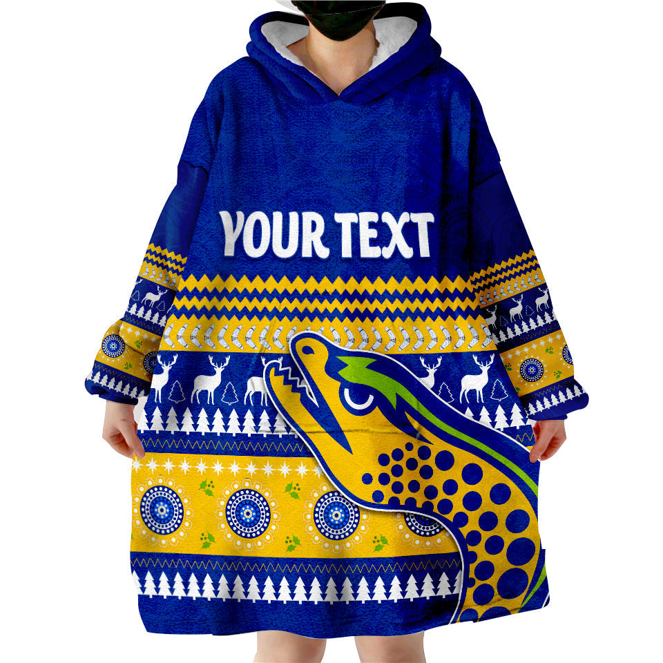 (Custom Personalised) Eels Indigenous Parramatta Christmas Wearable Blanket Hoodie - Vibe Hoodie Shop