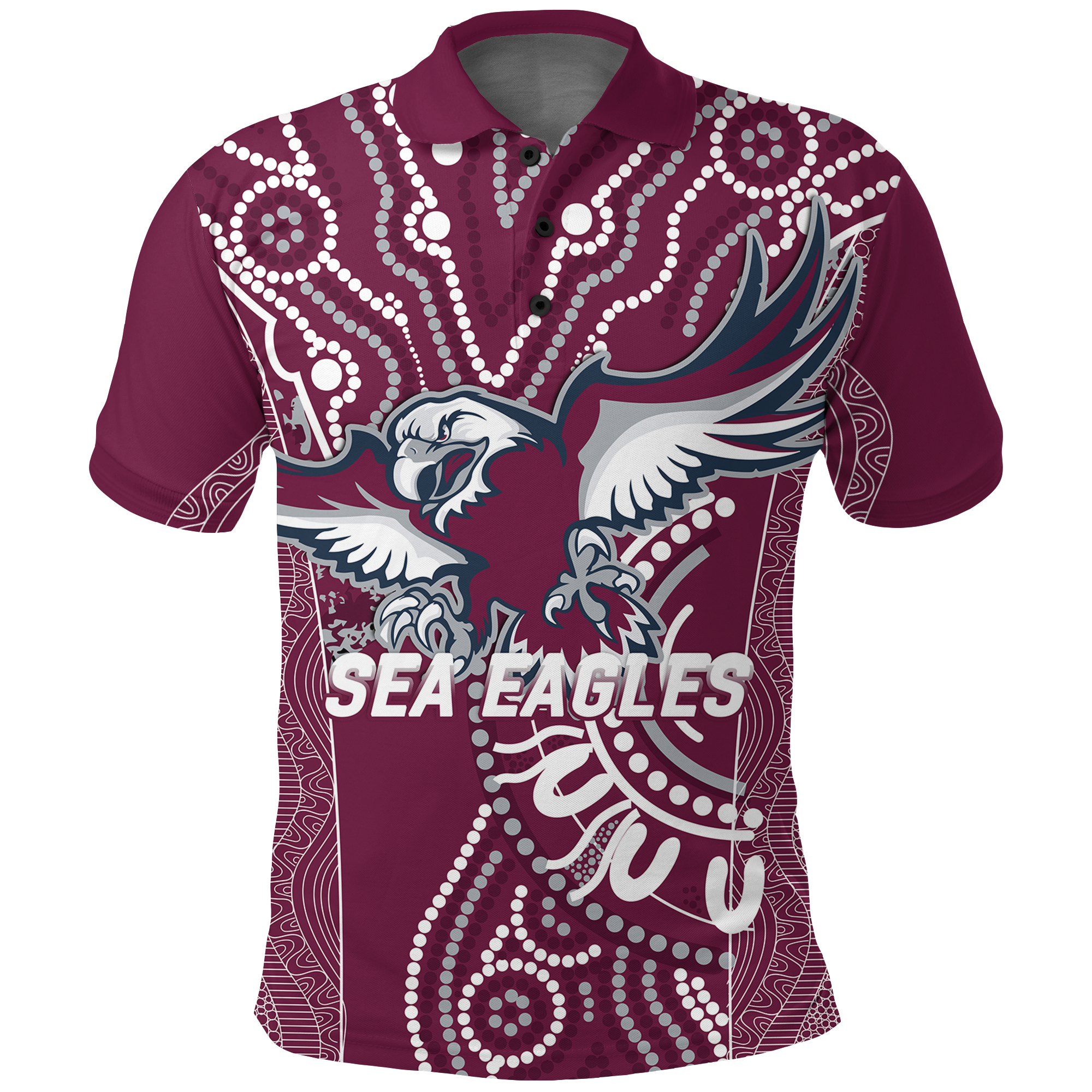 Sea Eagles Rugby 2022 Aboriginal Art Polo Shirt - - Vibe Hoodie Shop