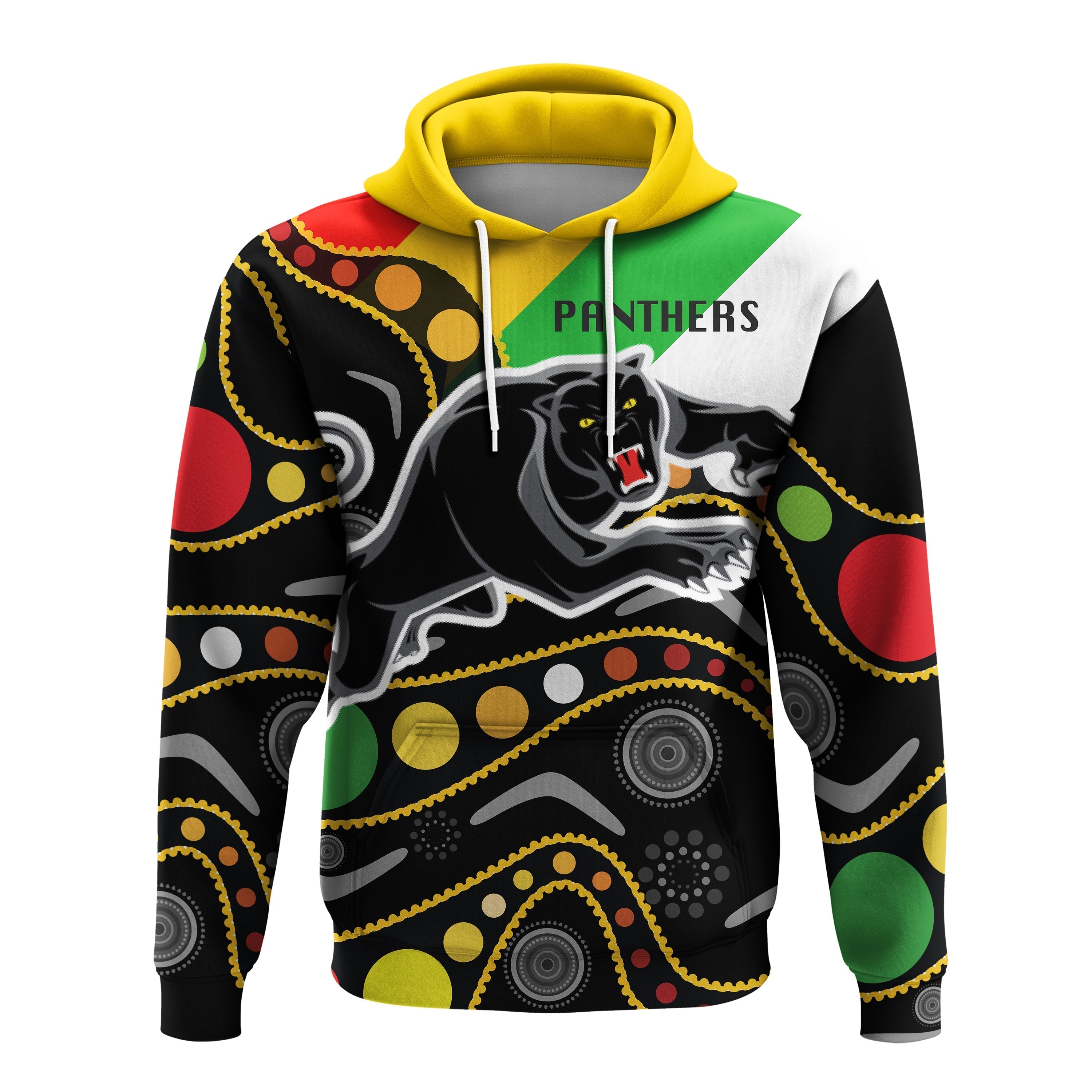 Penrith Panthers Hoodie - Panther With Colors NAIDOC Patterns - LT20 - Vibe Hoodie Shop