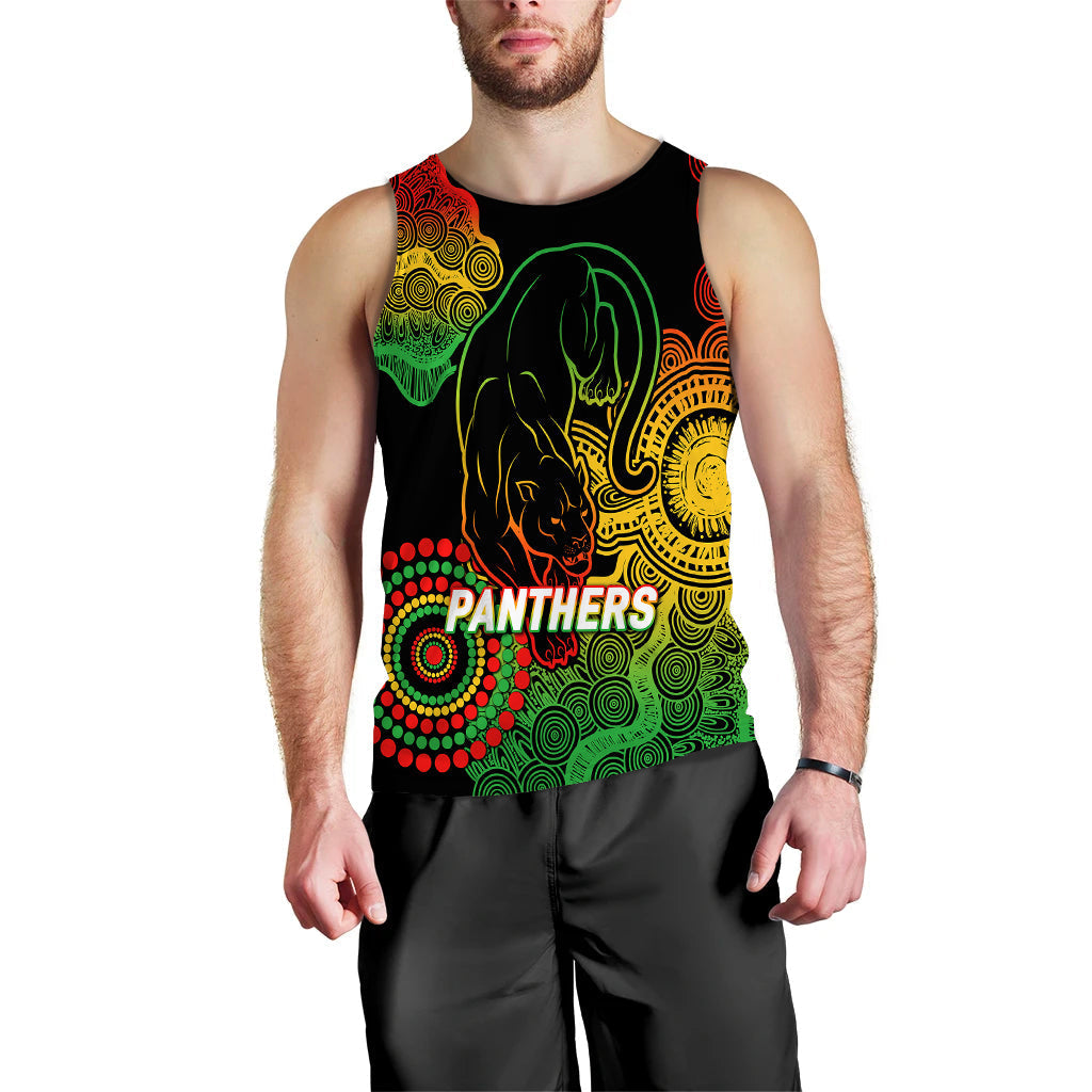 Panthers Rugby 2022 Aboriginal Art Black Men Tank Top - - Vibe Hoodie Shop