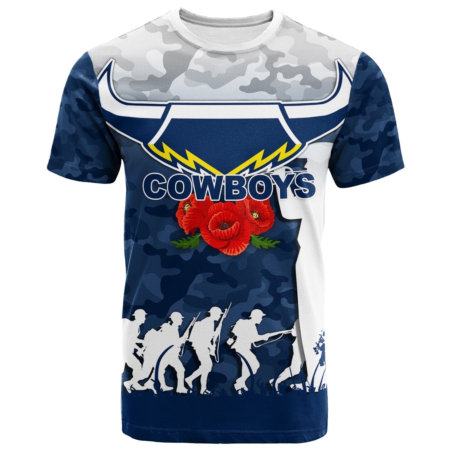 North Queensland Cowboys ANZAC Day Camo T shirt - - Vibe Hoodie Shop