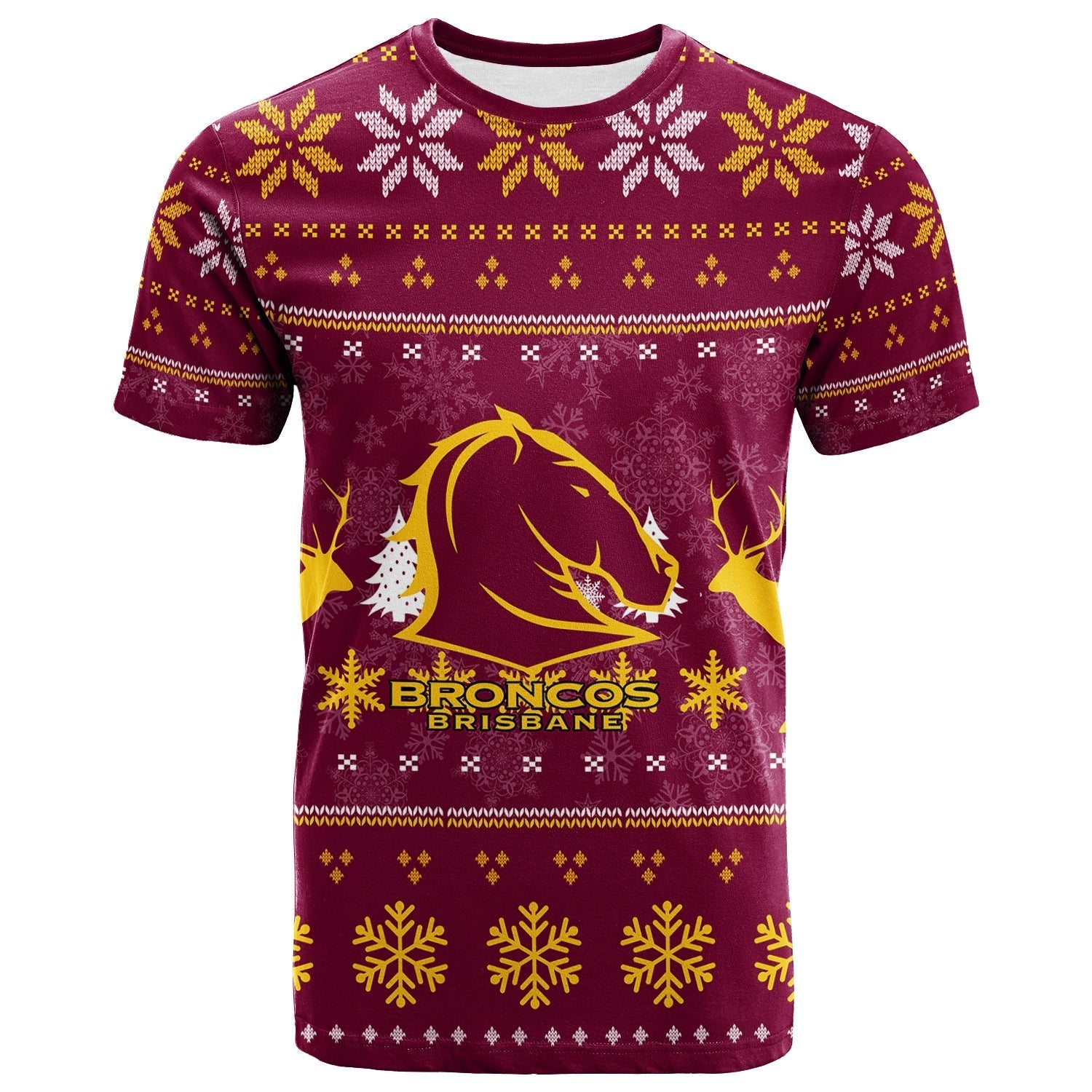 Brisbane Broncos T shirt - Christmas Ugly Style - - Vibe Hoodie Shop