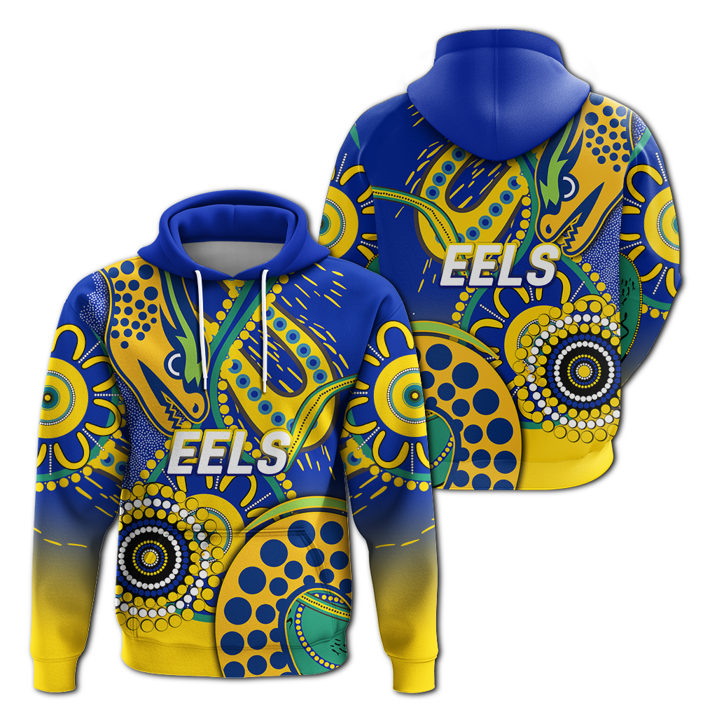 Eels Rugby 2022 Aboriginal Art Hoodie - LT12 - Vibe Hoodie Shop