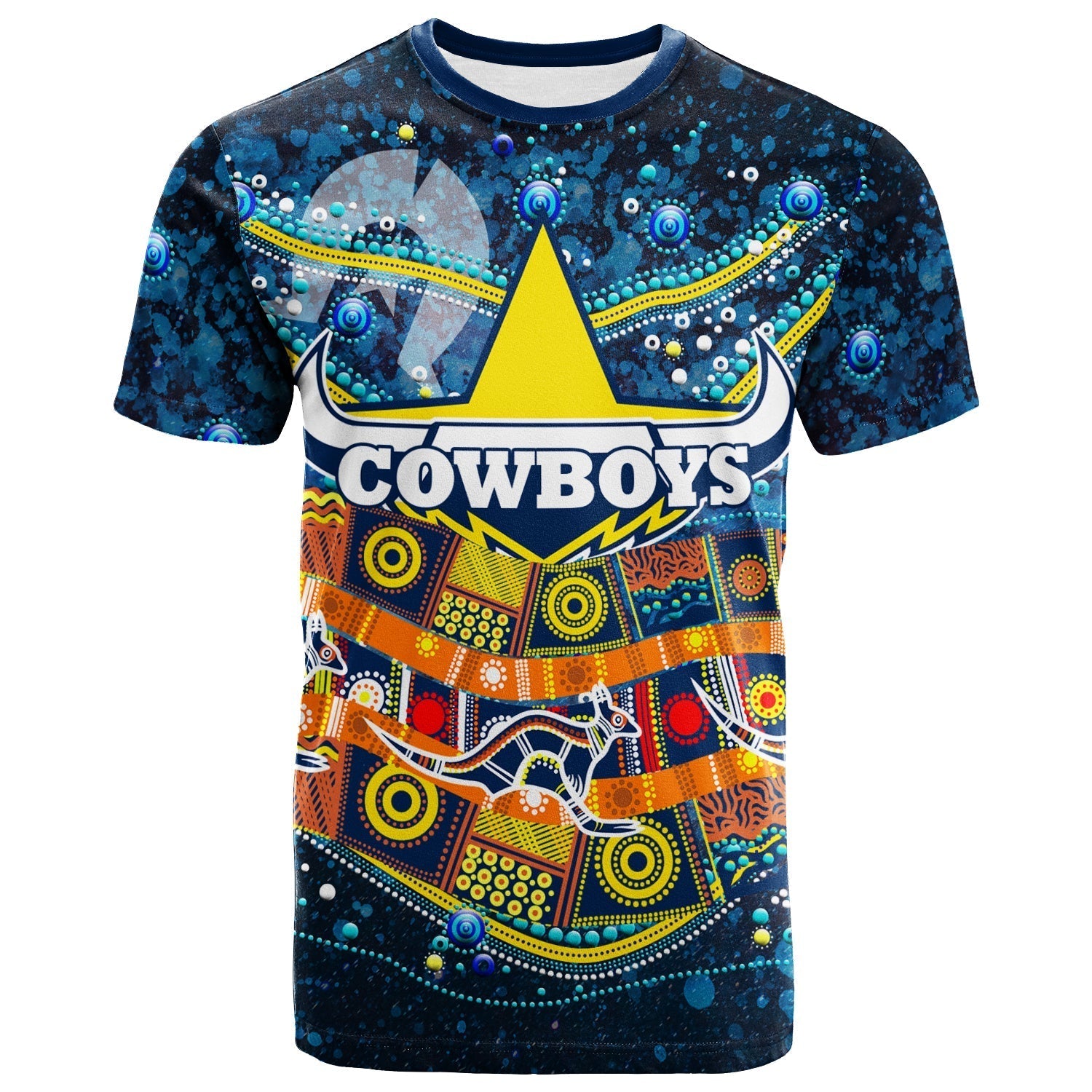 NAIDOC Week Cowboys T shirt - Aboriginal Dot Painting - - Vibe Hoodie Shop