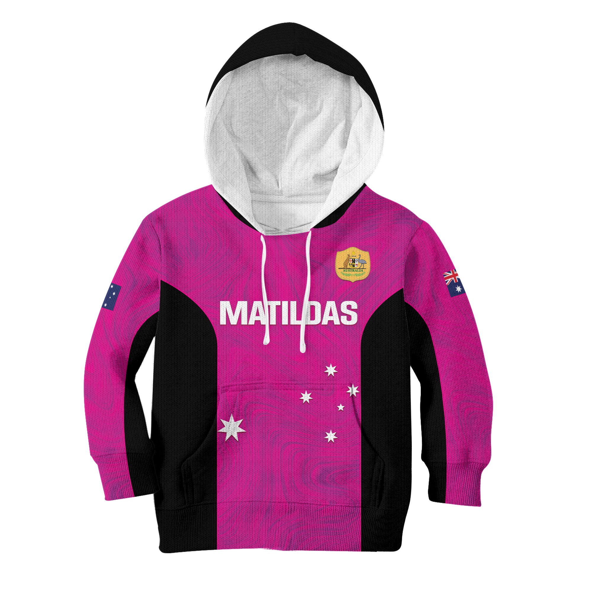 Custom Australia Soccer Kid Hoodie Matildas Go Champions - Pink - Vibe Hoodie Shop