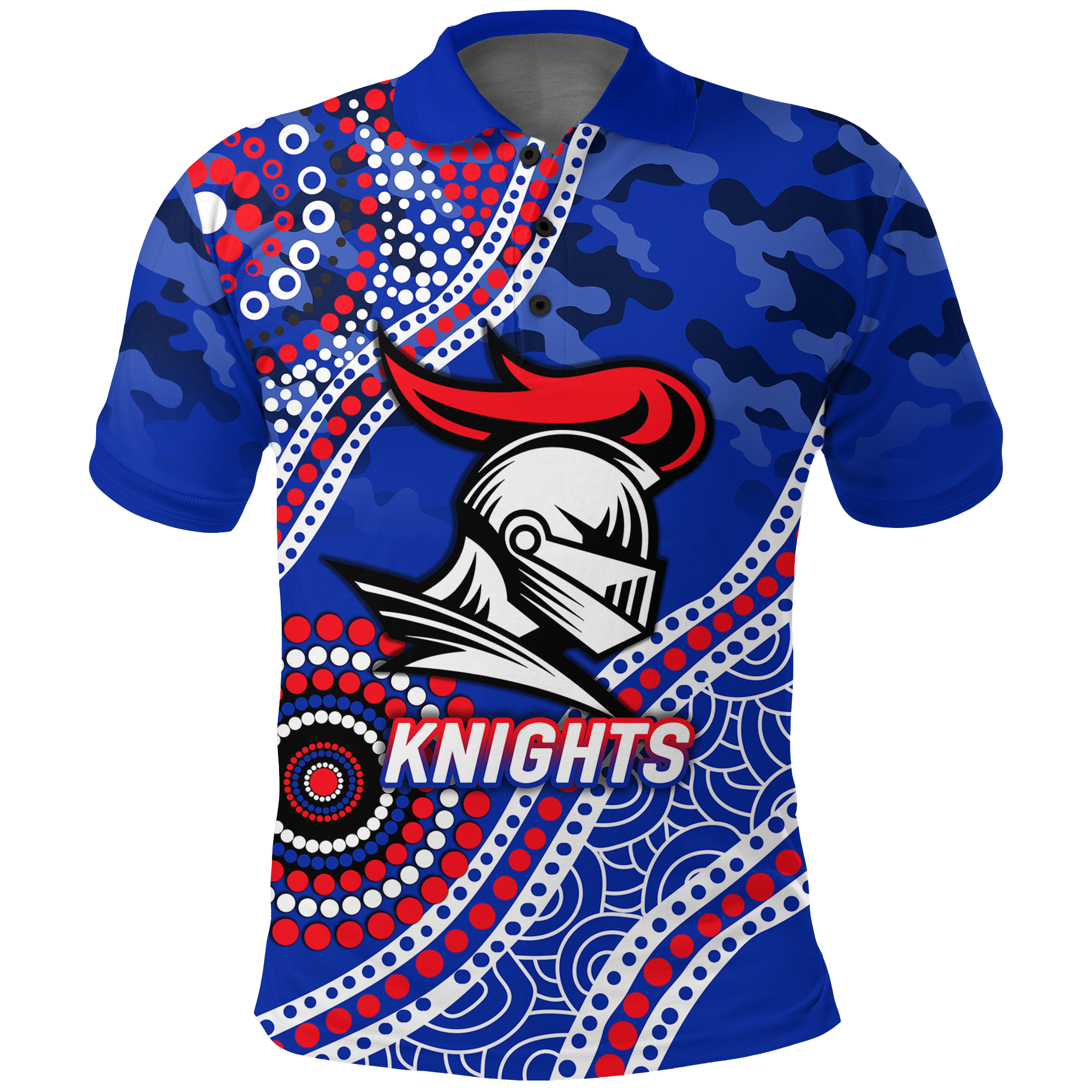 (Custom Personalised) Knights Rugby Camouflage Indigenous Art Polo Shirt - - Vibe Hoodie Shop