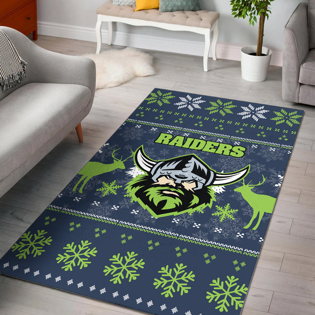 Canberra Raiders Area Rug - Christmas Ugly Style - - Vibe Hoodie Shop