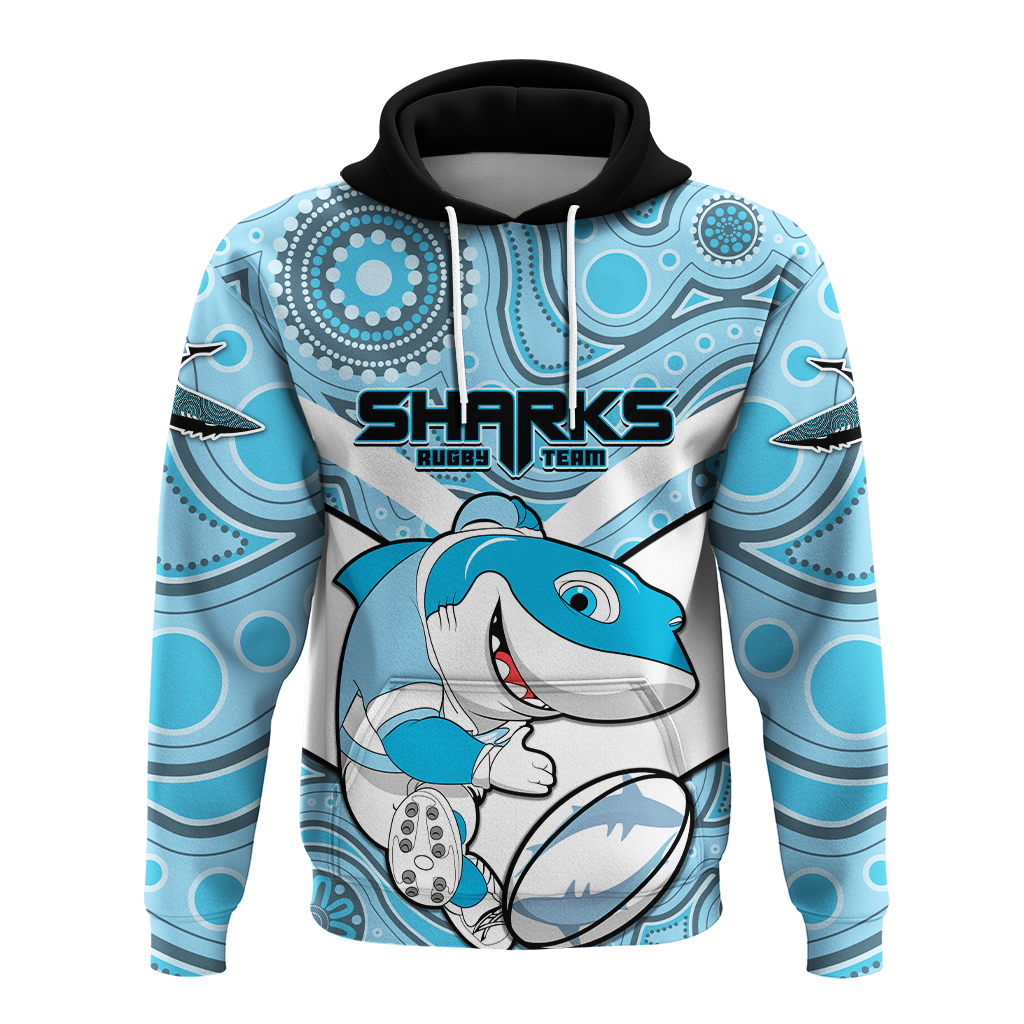 (Custom Personalised) Sharks Rugby Cronulla Australian Aboriginal Hoodie - LT2 - Vibe Hoodie Shop