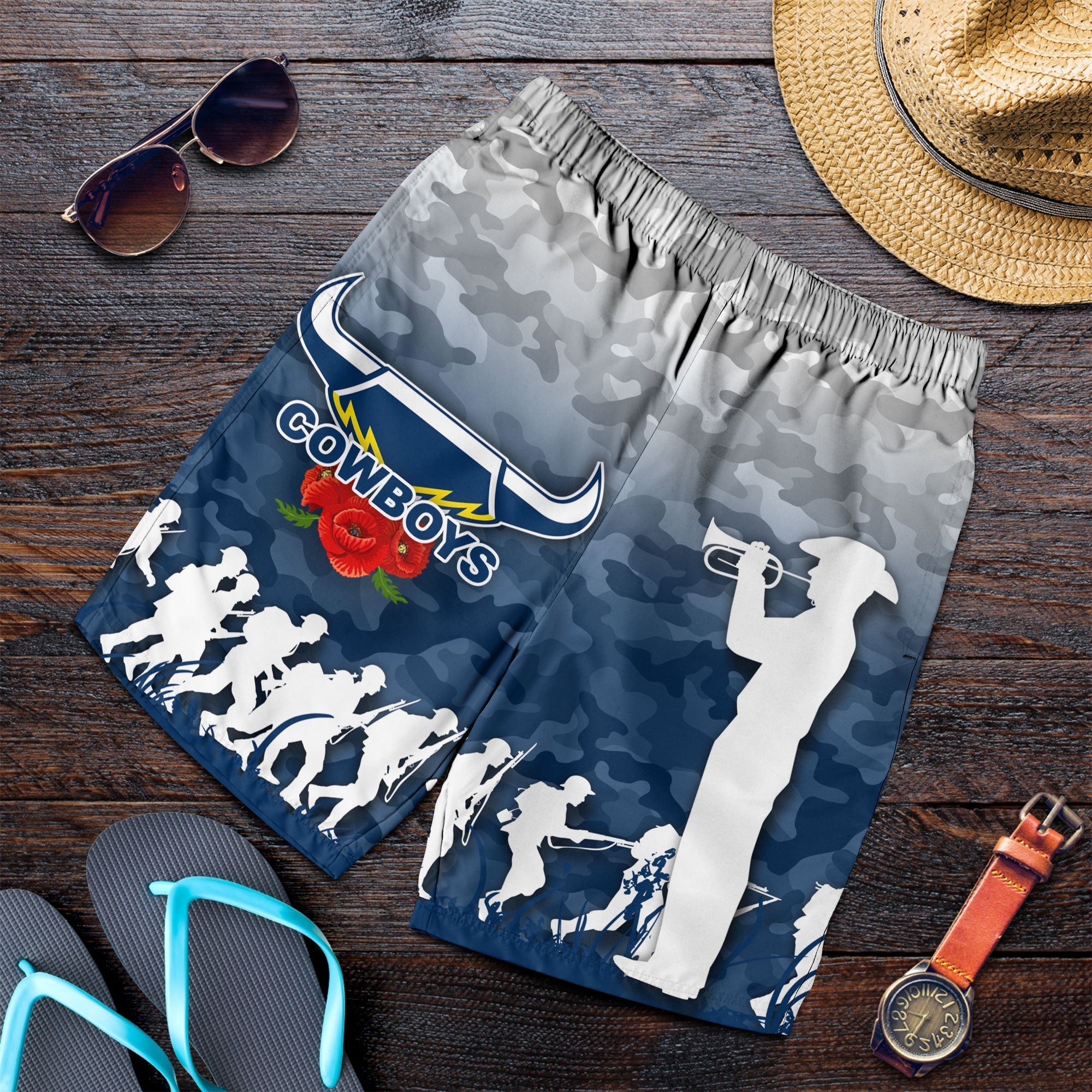North Queensland Cowboys ANZAC Day Camo Men Short - - Vibe Hoodie Shop