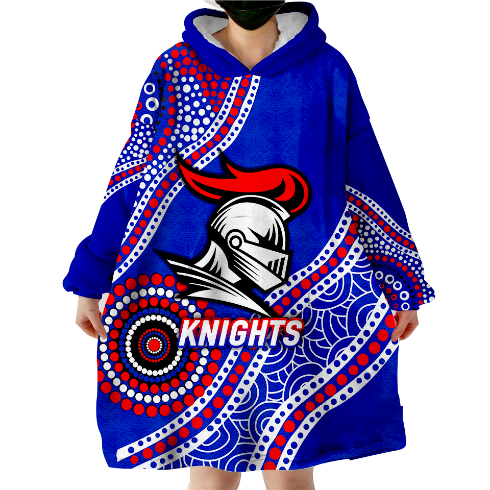 Knights Rugby 2022 Aboriginal Art Wearable Blanket Hoodie - - Vibe Hoodie Shop