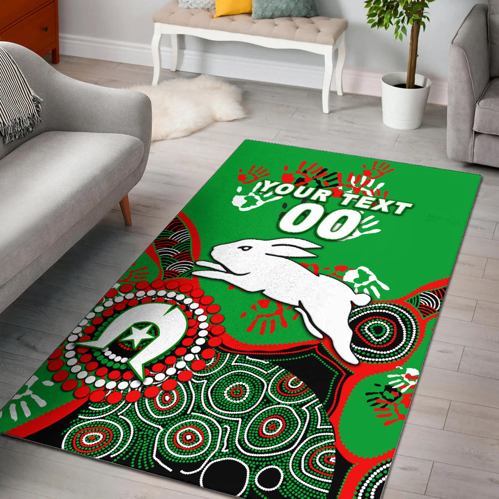 (Custom Personalised) Rabbitohs Rugby NAIDOC 2022 Aboriginal Area Rug - - Vibe Hoodie Shop