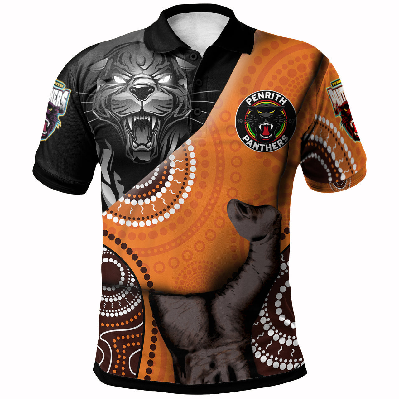 Panthers Rugby Aboriginal Custom Patronage Polo Shirt - Penrith Panthers Blood In My Veins LT10 - Vibe Hoodie Shop