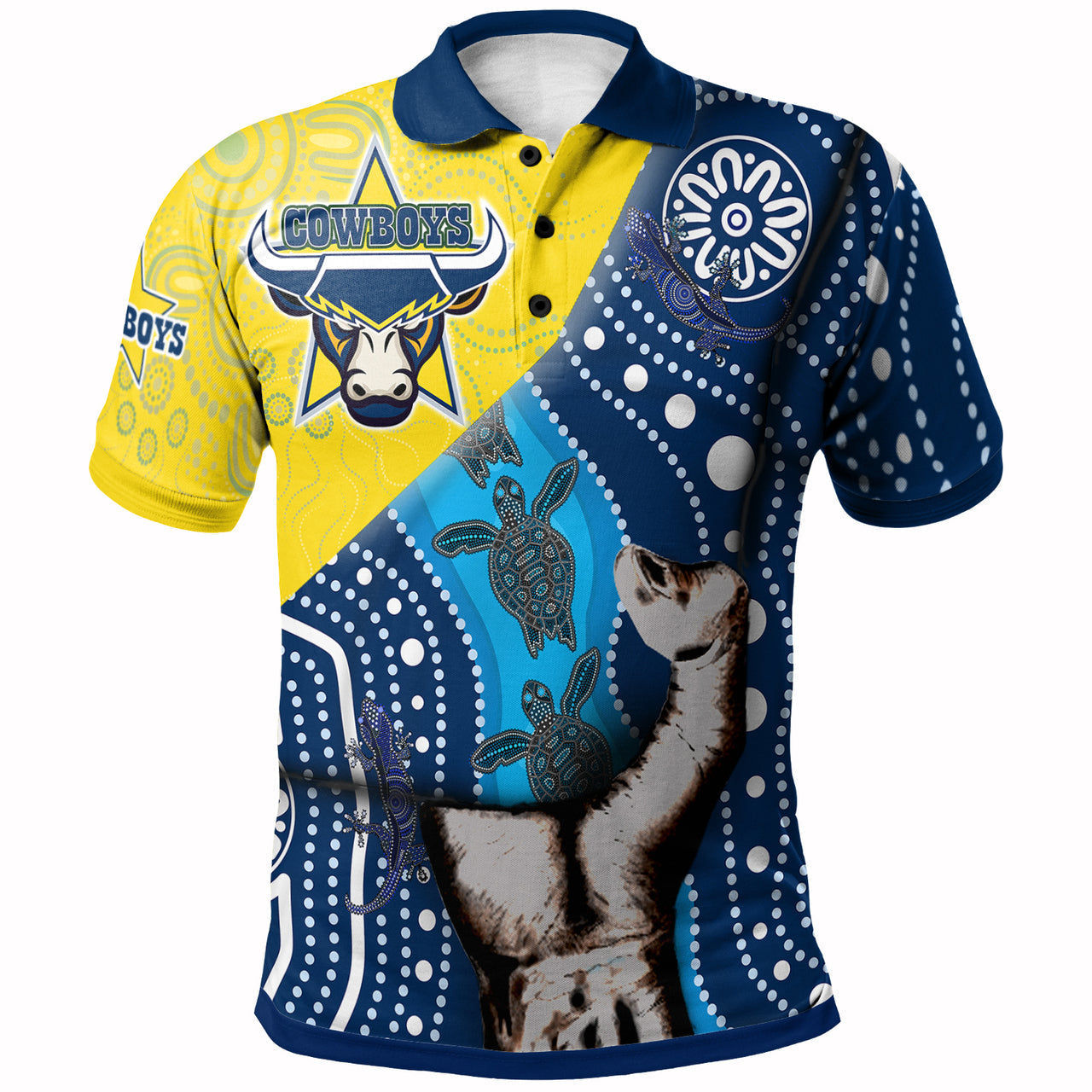 Cowboys Rugby Aboriginal Custom Patronage Polo Shirt - North Queensland Cowboys Bloods In My Veins LT10 - Vibe Hoodie Shop