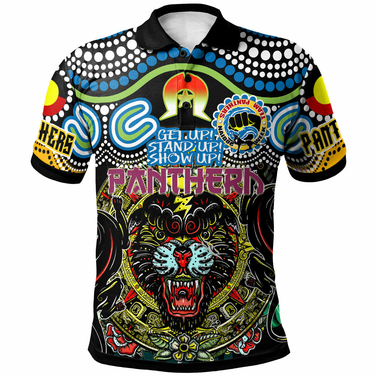 Panthers Rugby NAIDOC Indigenous Penrith Panthers NAIDOC Week Celebrations Vintage Style Polo Shirt RLT12 - Vibe Hoodie Shop