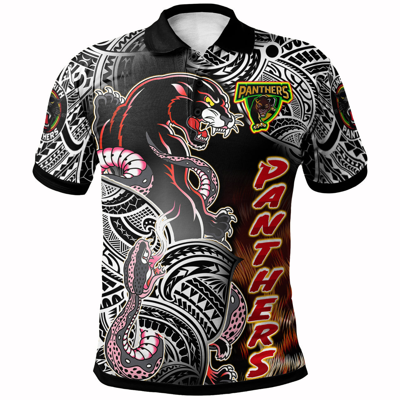 Panthers Rugby Polynesian Polo Shirt - Custom Wild Black Penrith Panthers LT10 - Vibe Hoodie Shop