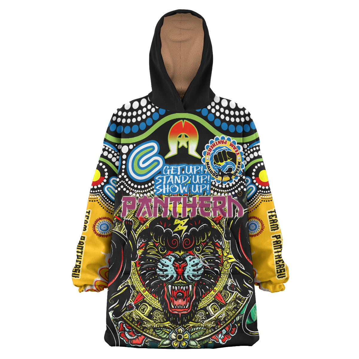 Panthers Rugby Naidoc Week Snug Hoodie - Indigenous Penrith Panthers Naidoc Week Celebrations Vintage Style Wearable Blanket Hoodie RLT14 - Vibe Hoodie Shop