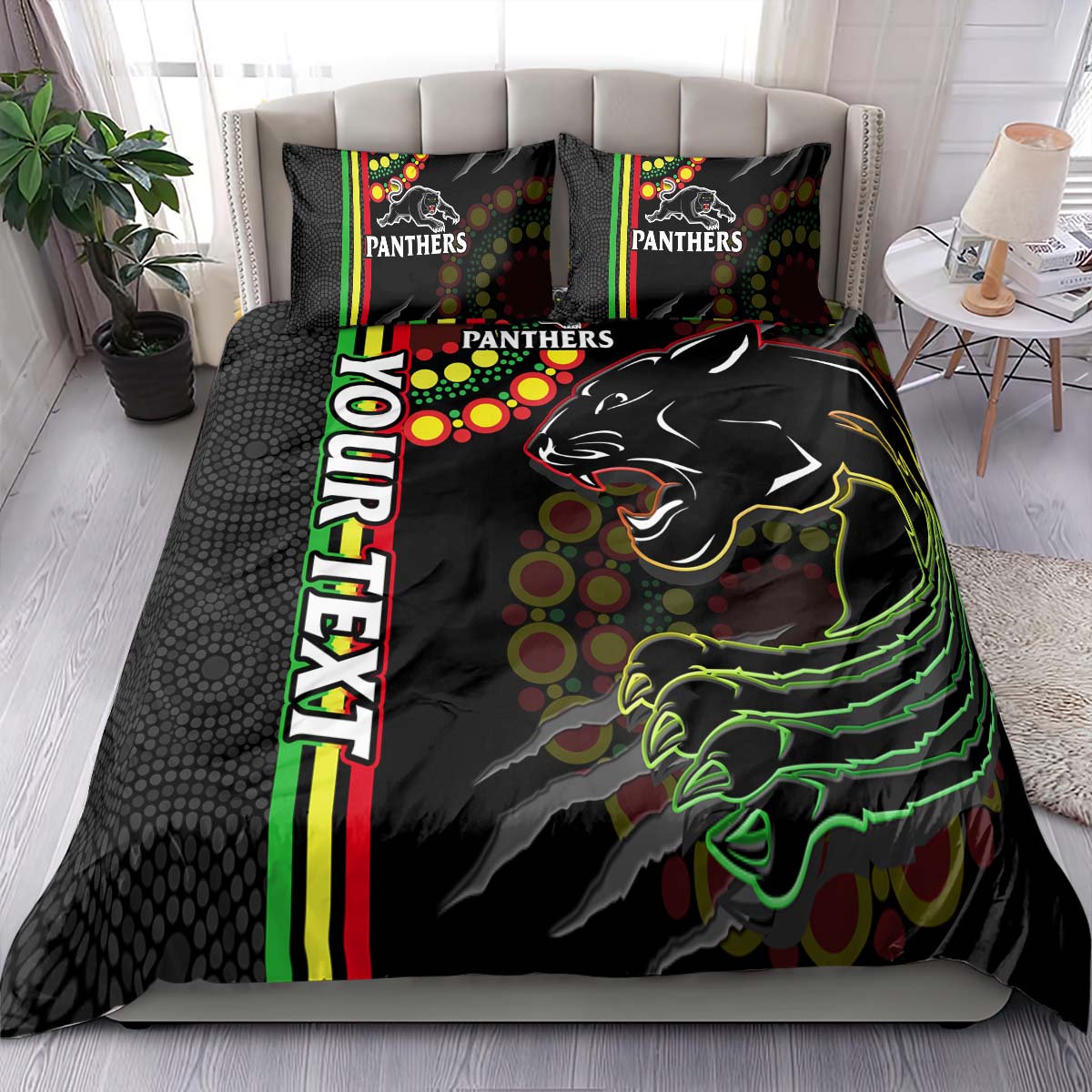 (Custom Personalised) Panthers Rugby Bedding Set The Mountain Men Aboriginal Art Dynamic - Vibe Hoodie Shop