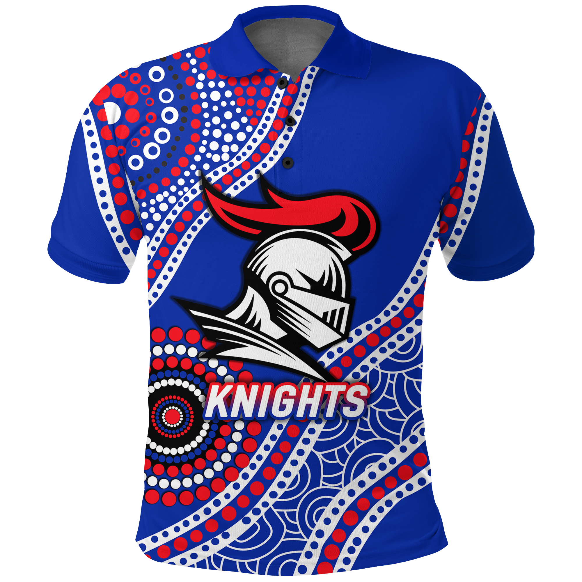 (Custom Personalised) Knights Rugby 2022 Aboriginal Art Polo Shirt - - Vibe Hoodie Shop