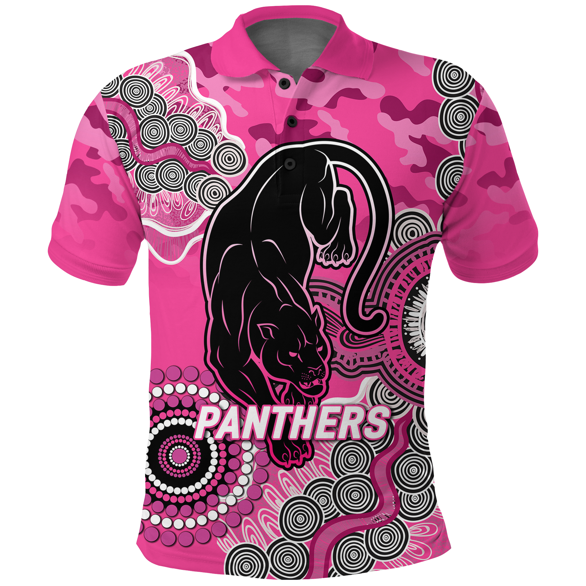 Panthers Rugby ANZAC Day Camouflage Indigenous Art Polo Shirt - - Vibe Hoodie Shop