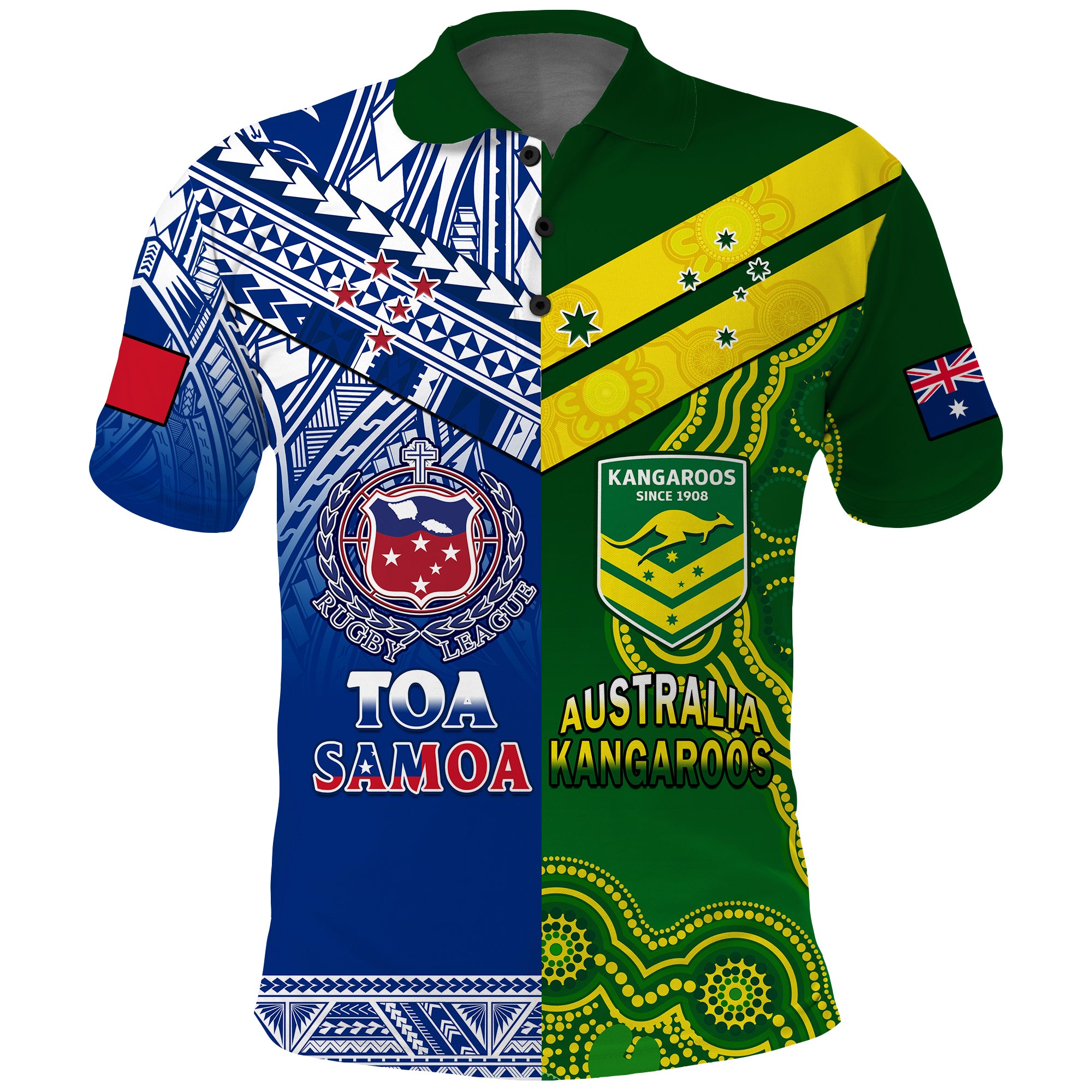 (Custom Personalised) Samoa Rugby and Australia Rugby Polo Shirt Toa Samoa Mix Kangaroos Pacific - Vibe Hoodie Shop